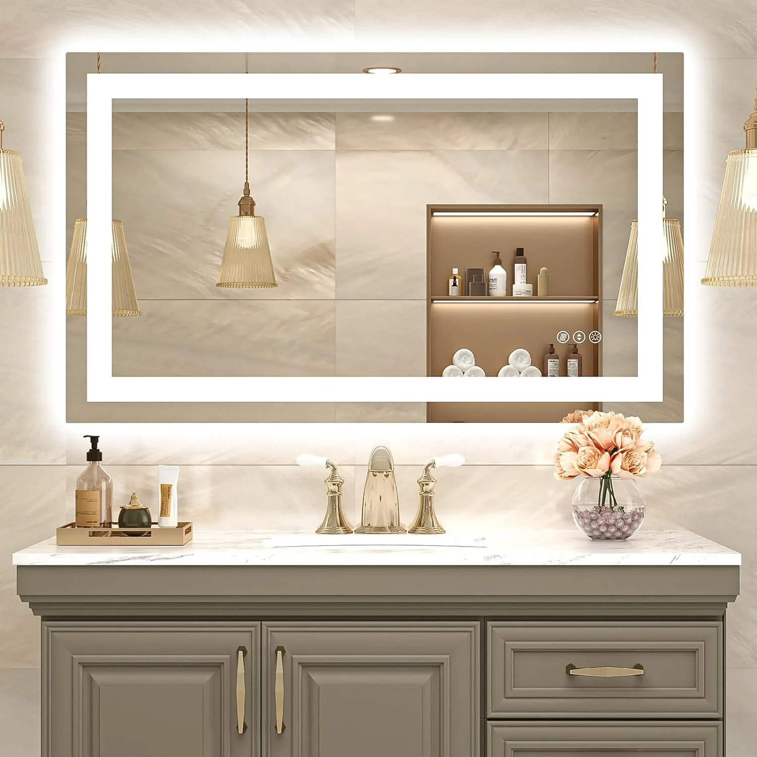 YGDU 2-Pack Black Bathroom Mirrors 24 x 36 Inch, Metal Frame Rectangle Mirror, Modern Farmhouse Vanity Mirror, Wall Mounted