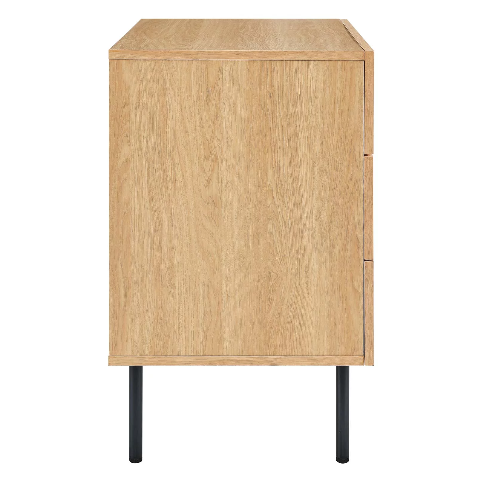 Modway Chaucer 3-Drawer Particleboard and Rattan Chest in Oak