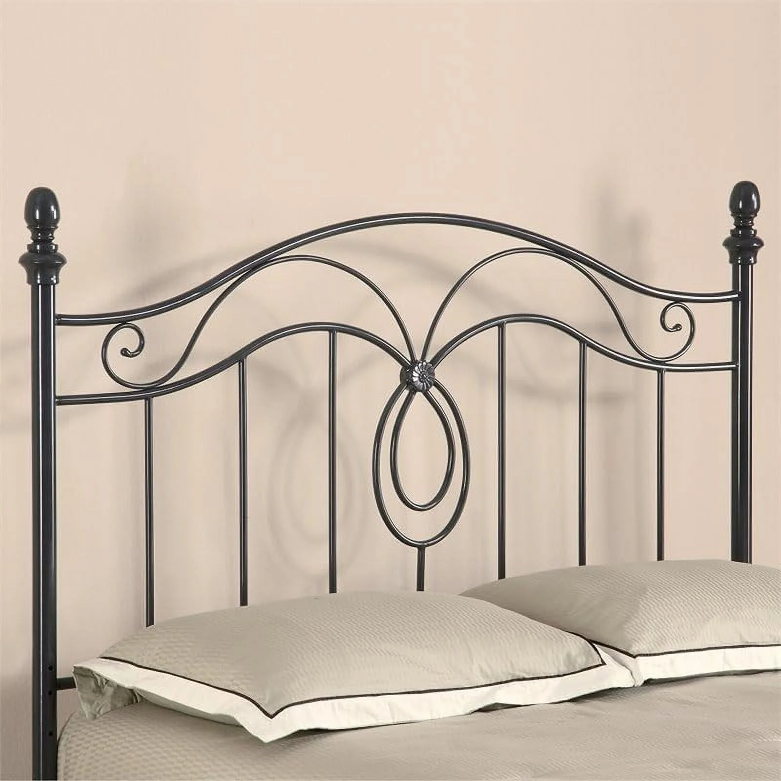 Bowery Hill Full Queen Metal Spindle Headboard in Dark Gray