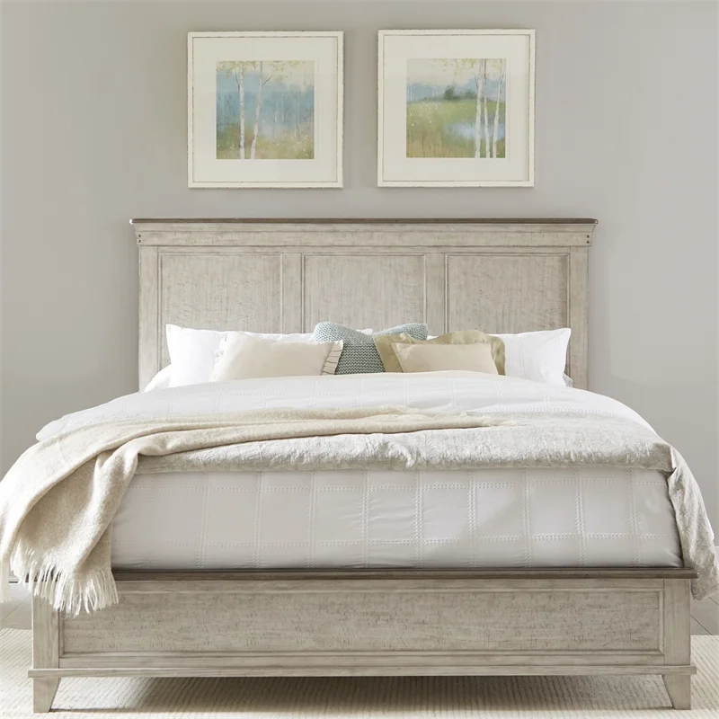 Ivy Hollow King Panel Bed in Weathered Linen
