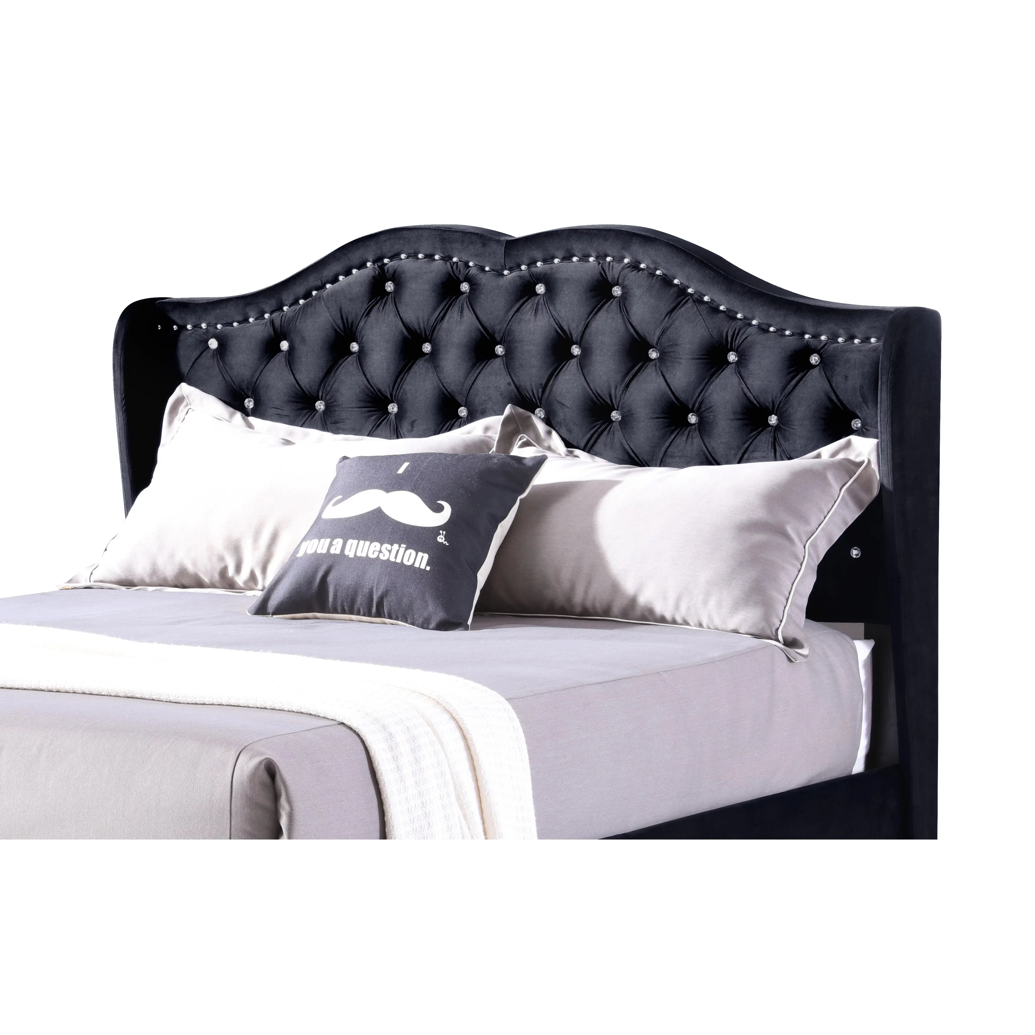 LYKE Home Black  Micro Suede Queen Upholstered Bed