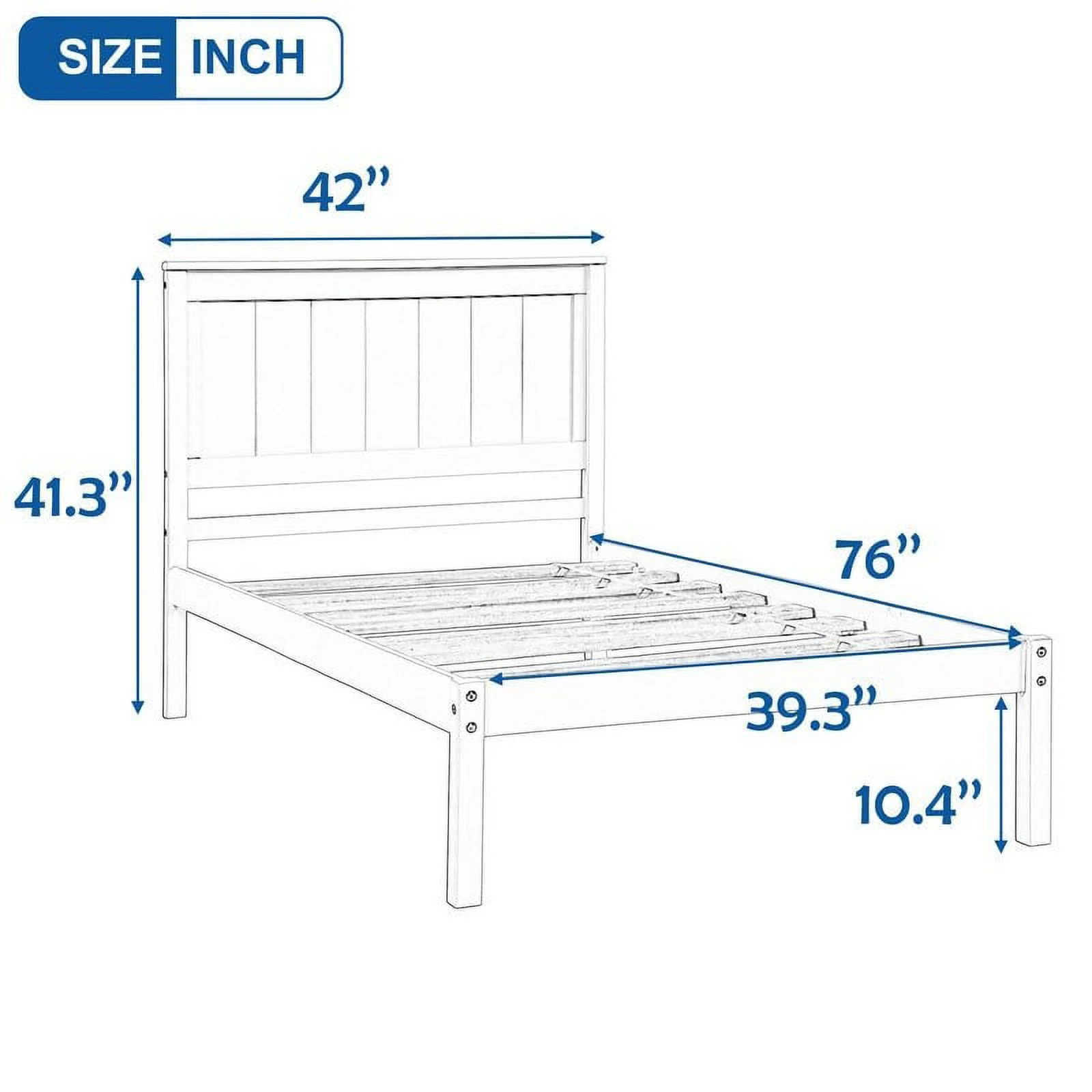 Platform Bed Frame with Headboard,Wood Slat Support,Twin White