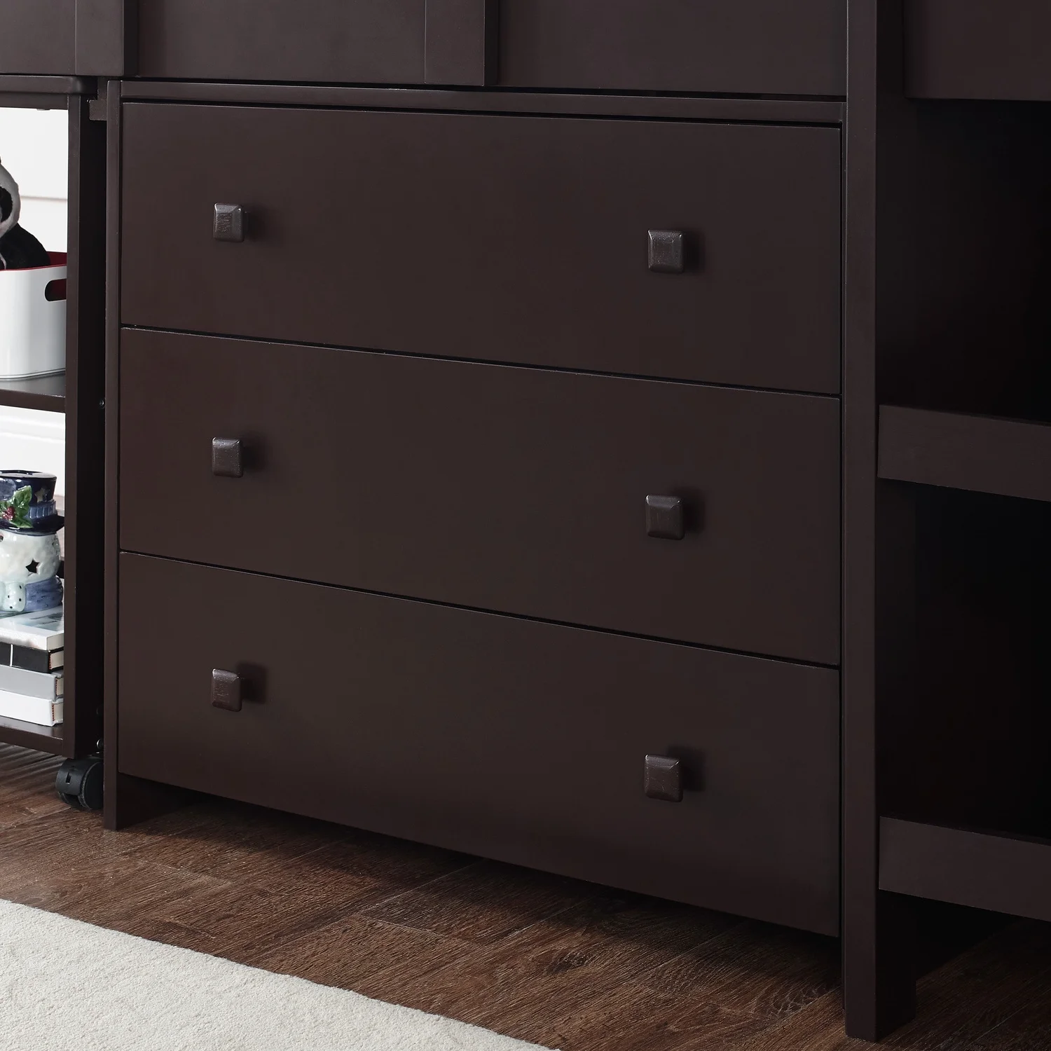 Twin Low Loft Bed with Desk for Kids, Low Study Loft Bed, Espresso - Twin - Finish: Espresso, Size: Twin