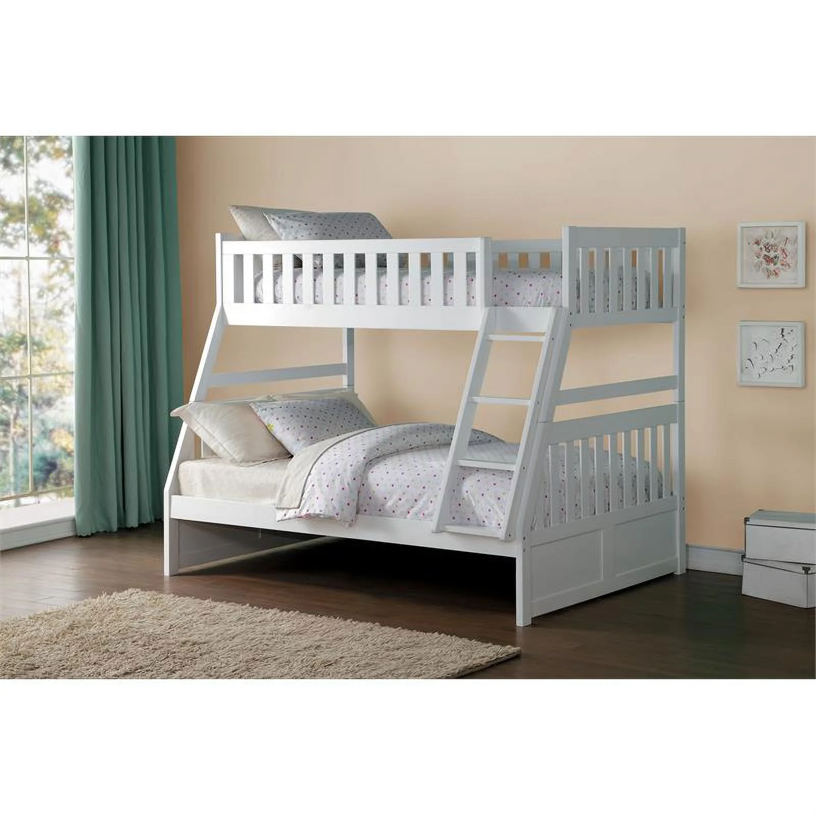 Lexicon Galen Transitional Wood Twin over Full Bunk Bed in White