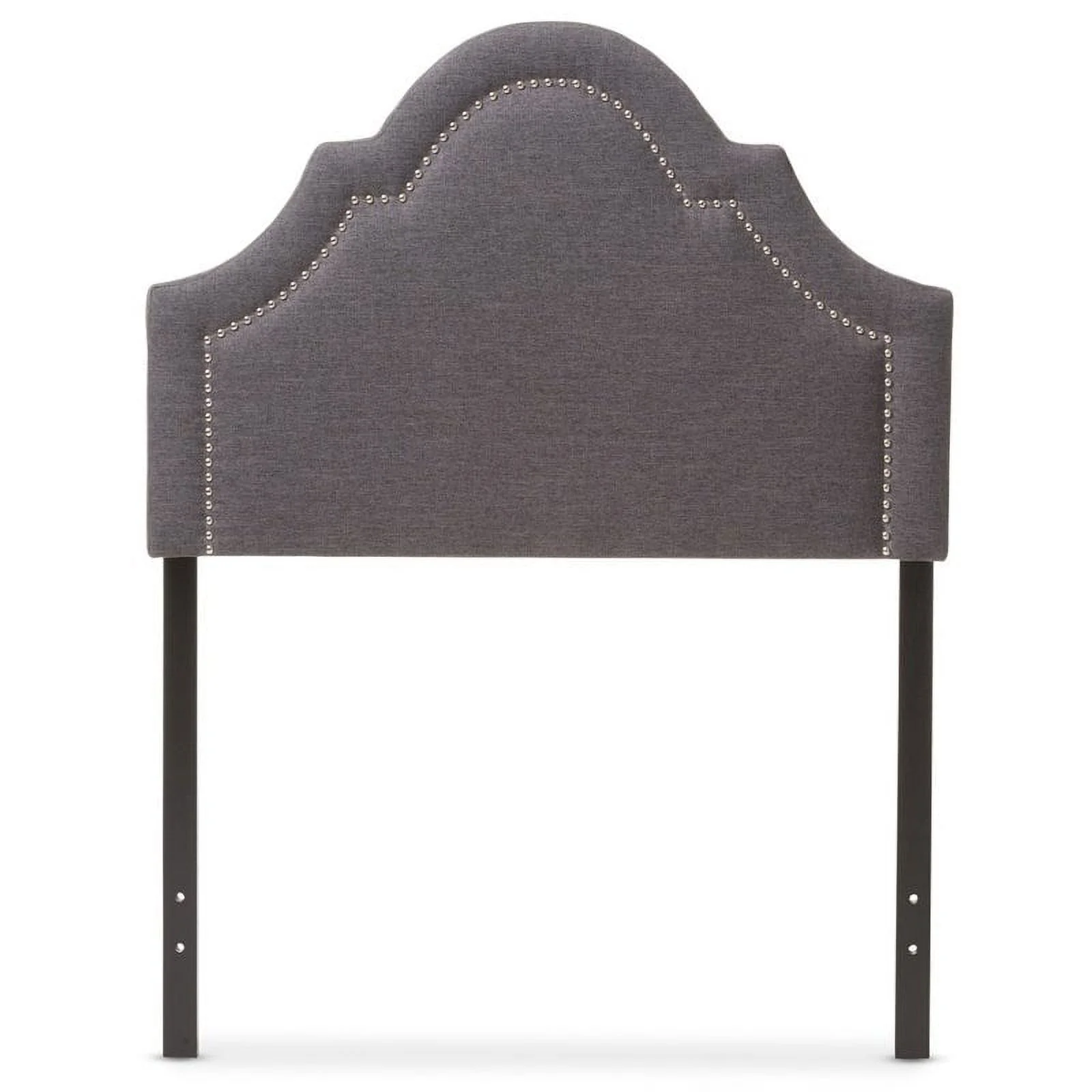 Kingfisher Lane Contemporary/Modern Nailhead Upholstered Headboard, Twin, Dark Gray