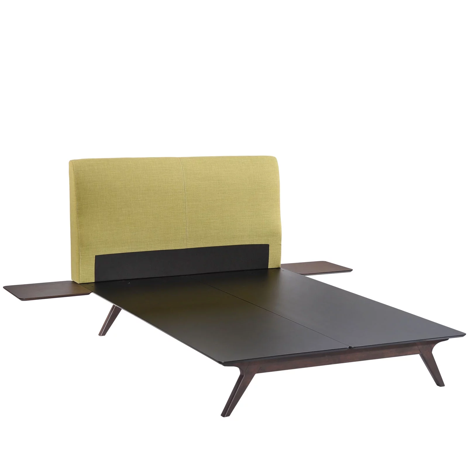 Modern Urban Contemporary 3 pcs Queen Size Bedroom Set, Green Fabric Wood
