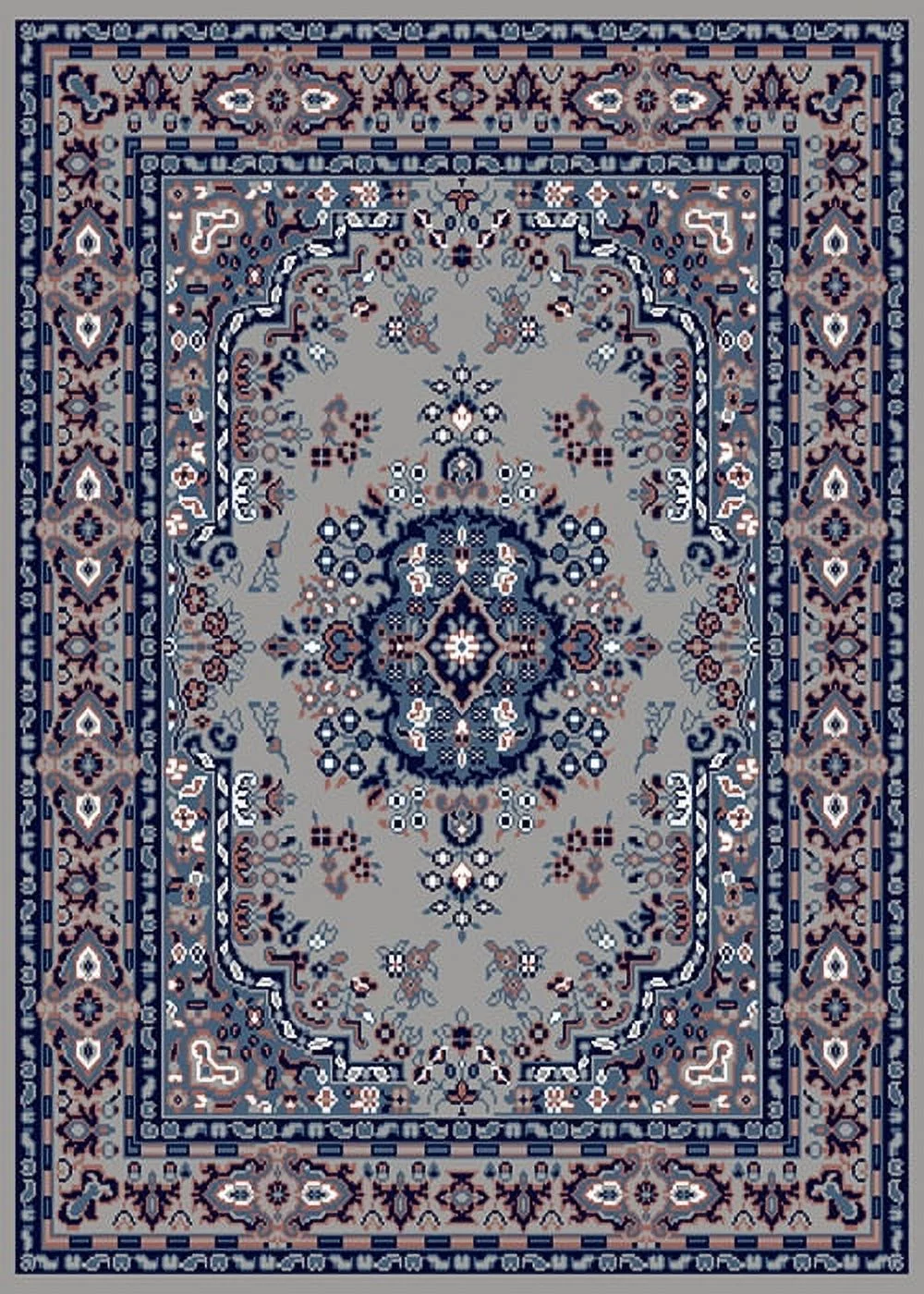 Rugs Silvery Gray Oriental 8x10 Area Rug Traditional Persian Bordered Carpet Rugs - Actual Size 7'8