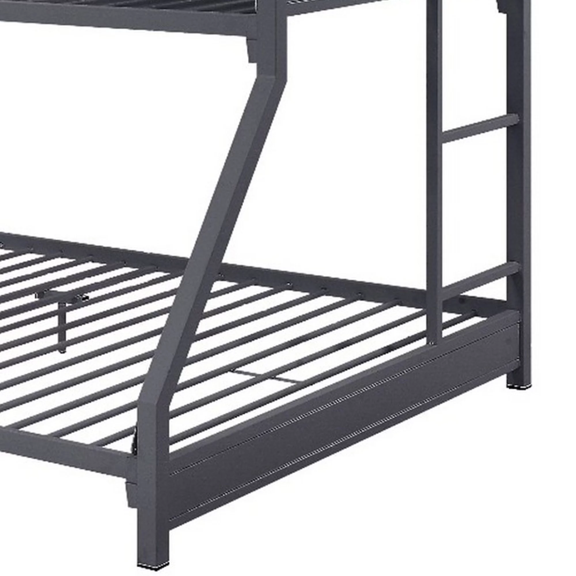 Benjara Twin Over Twin Over Full Bunk Bed with Metal Frame, Gray