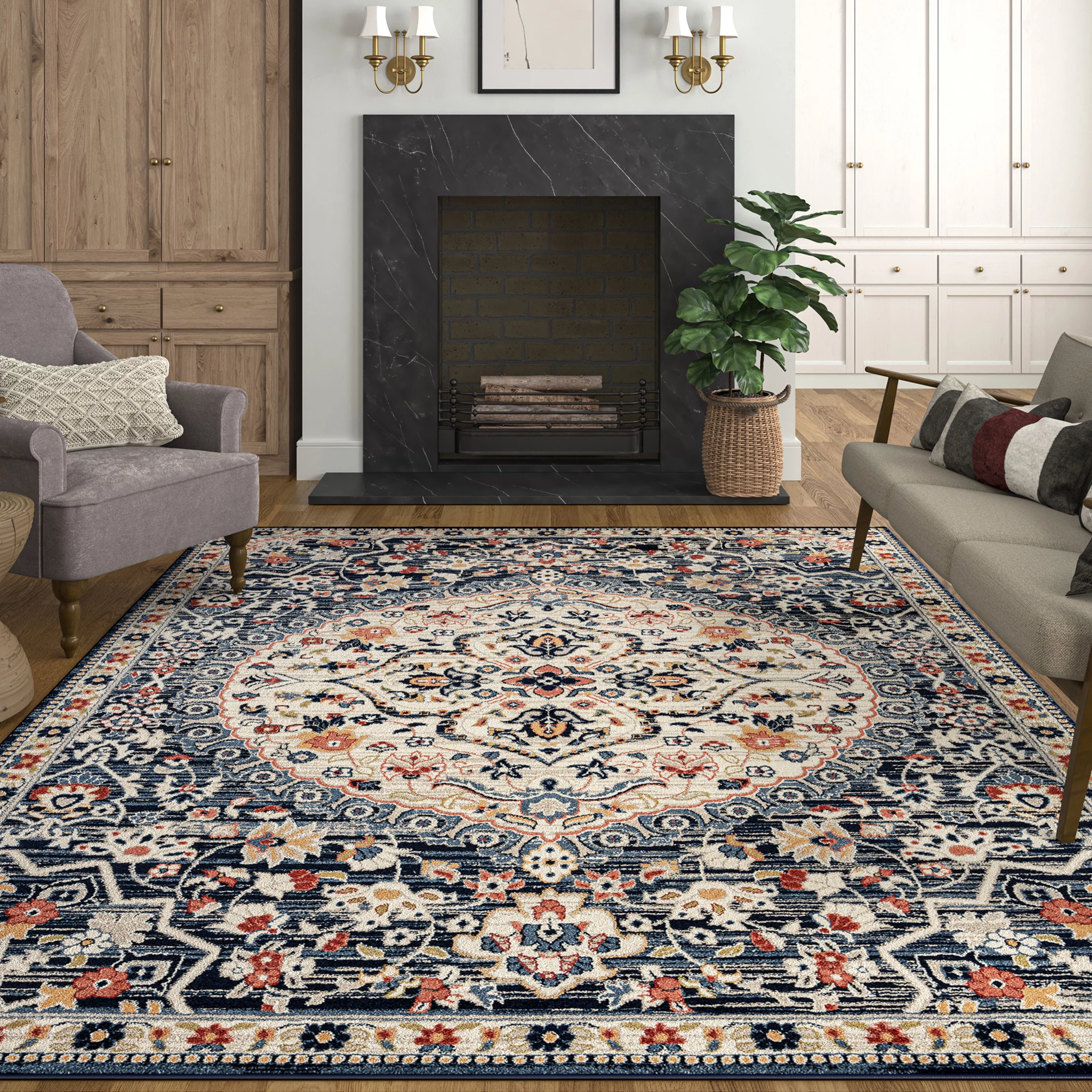 5x8 Modern Navy Area Rugs for Living Room | Bedroom Rug | Dining Room Rug | Indoor Entry or Entryway Rug | Kitchen Rug | Alfombras para Salas 5'3'' x 7'3''