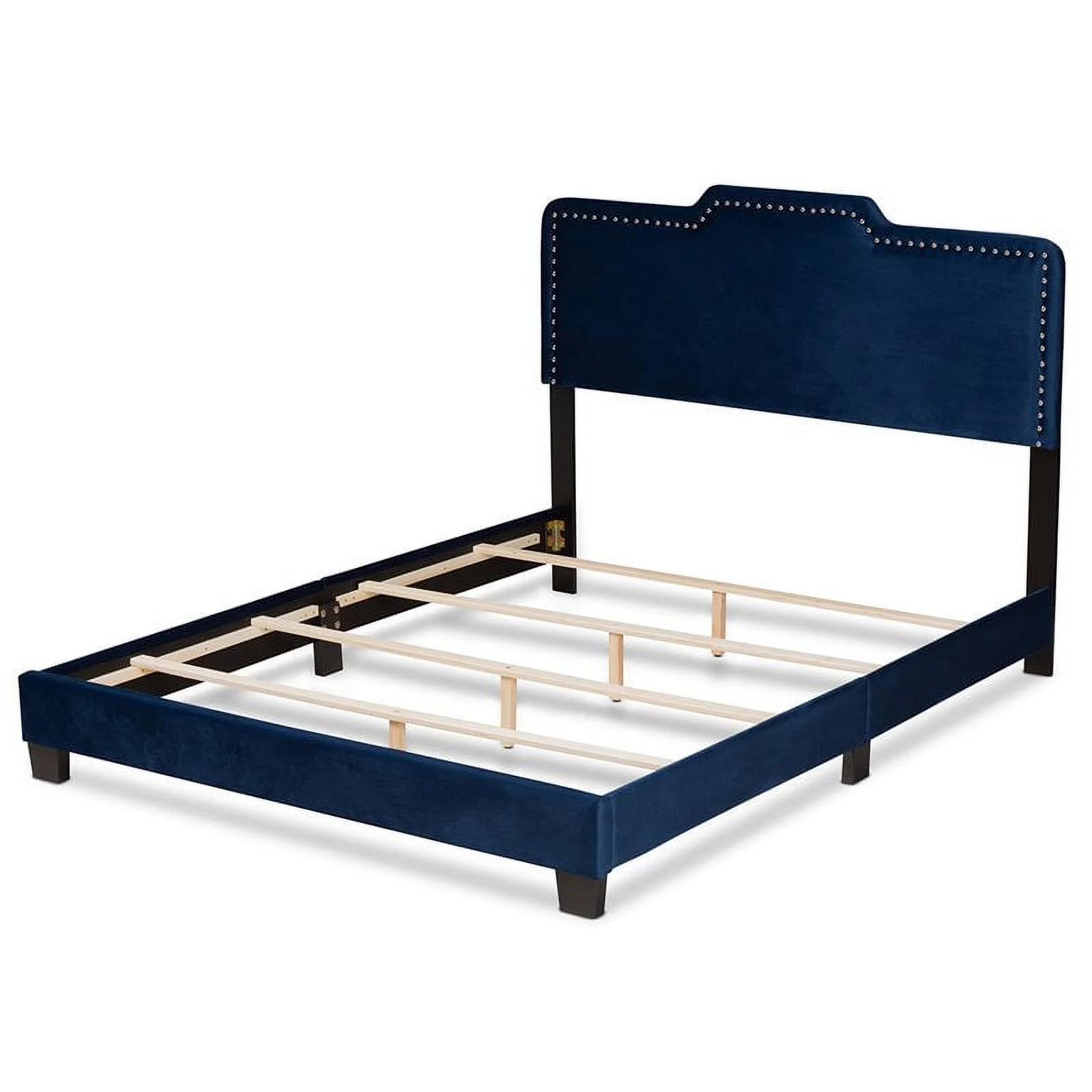 Bowery Hill Modern Navy Blue Upholstered Queen Size Panel Bed