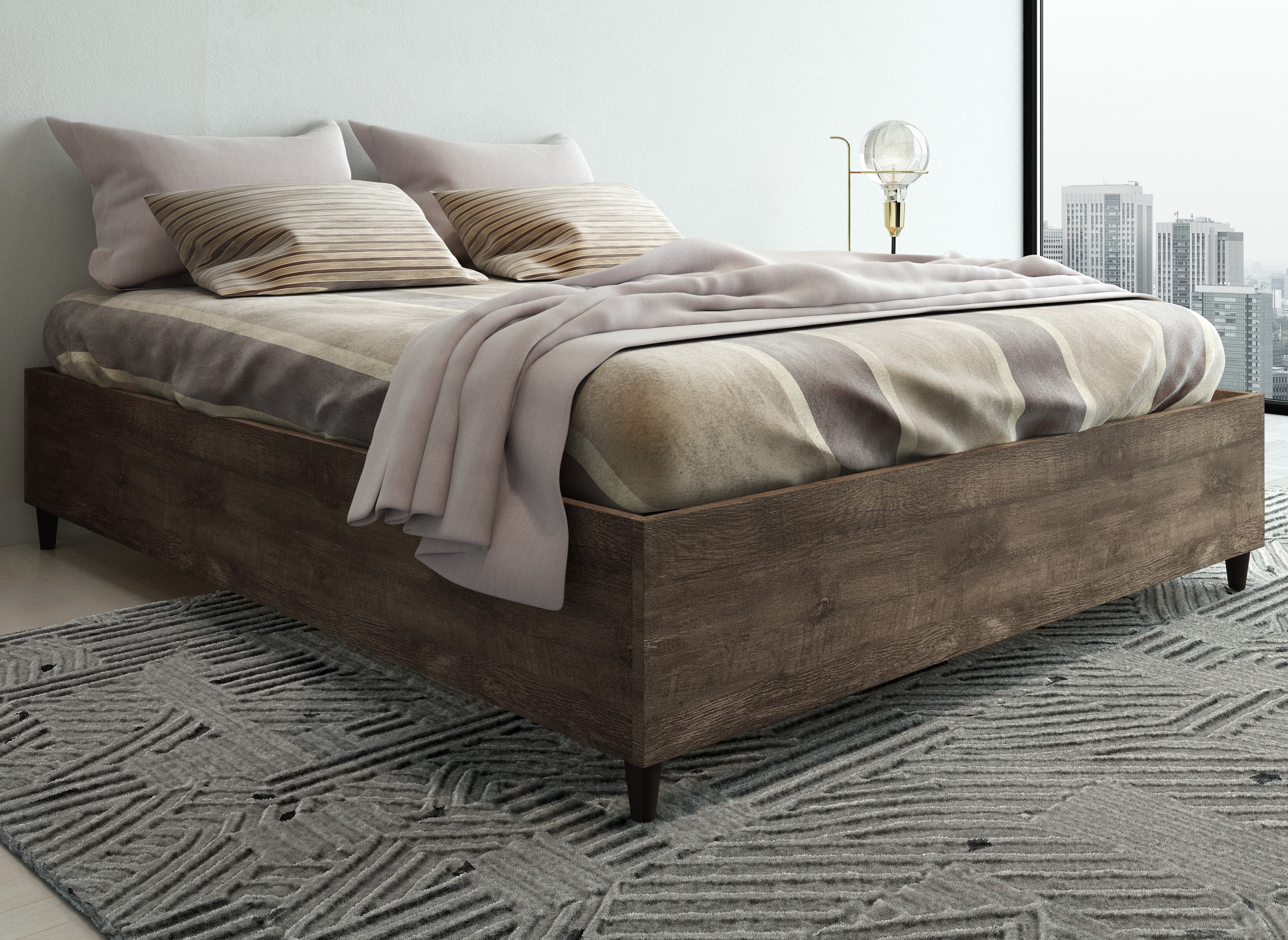 Midtown Concept Quebec Queen Size Set Bed with Headboard