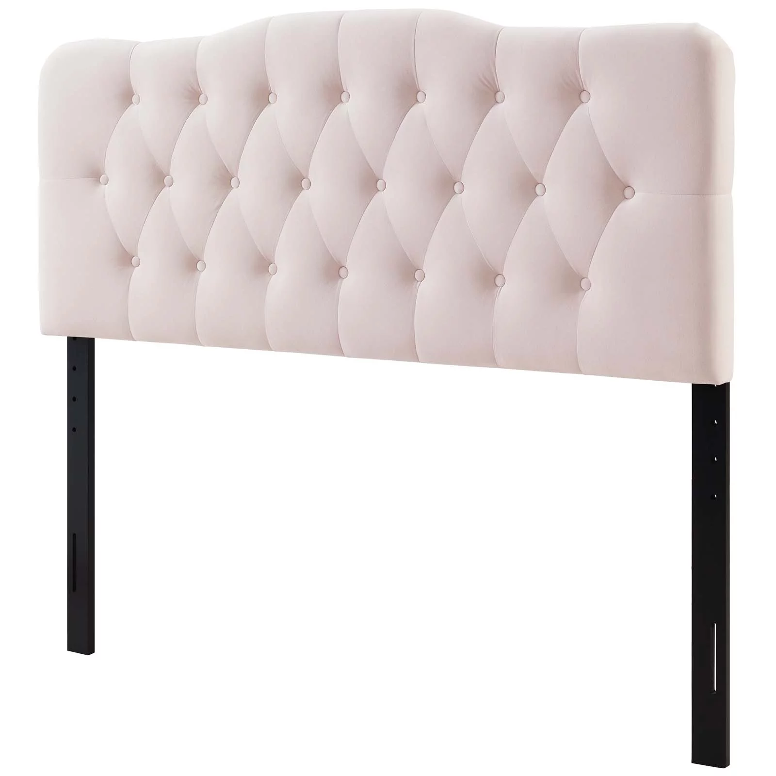 Contemporary Modern Urban Designer Bedroom Full Size Tufted Headboard, Velvet Fabric, Pink