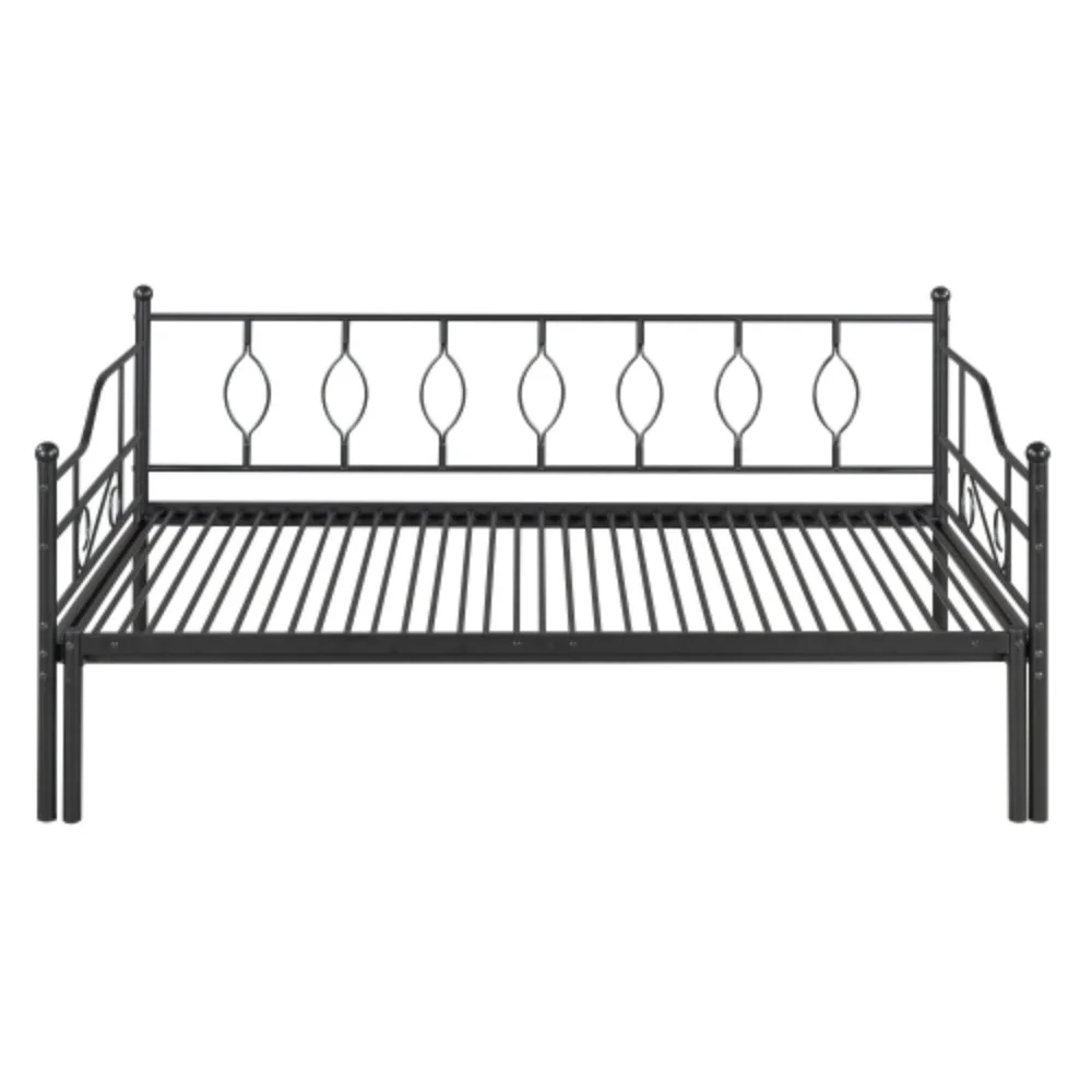 Twin Size Metal Daybed with Trundle, Daybed with Slat No Box required Black Black + Iron