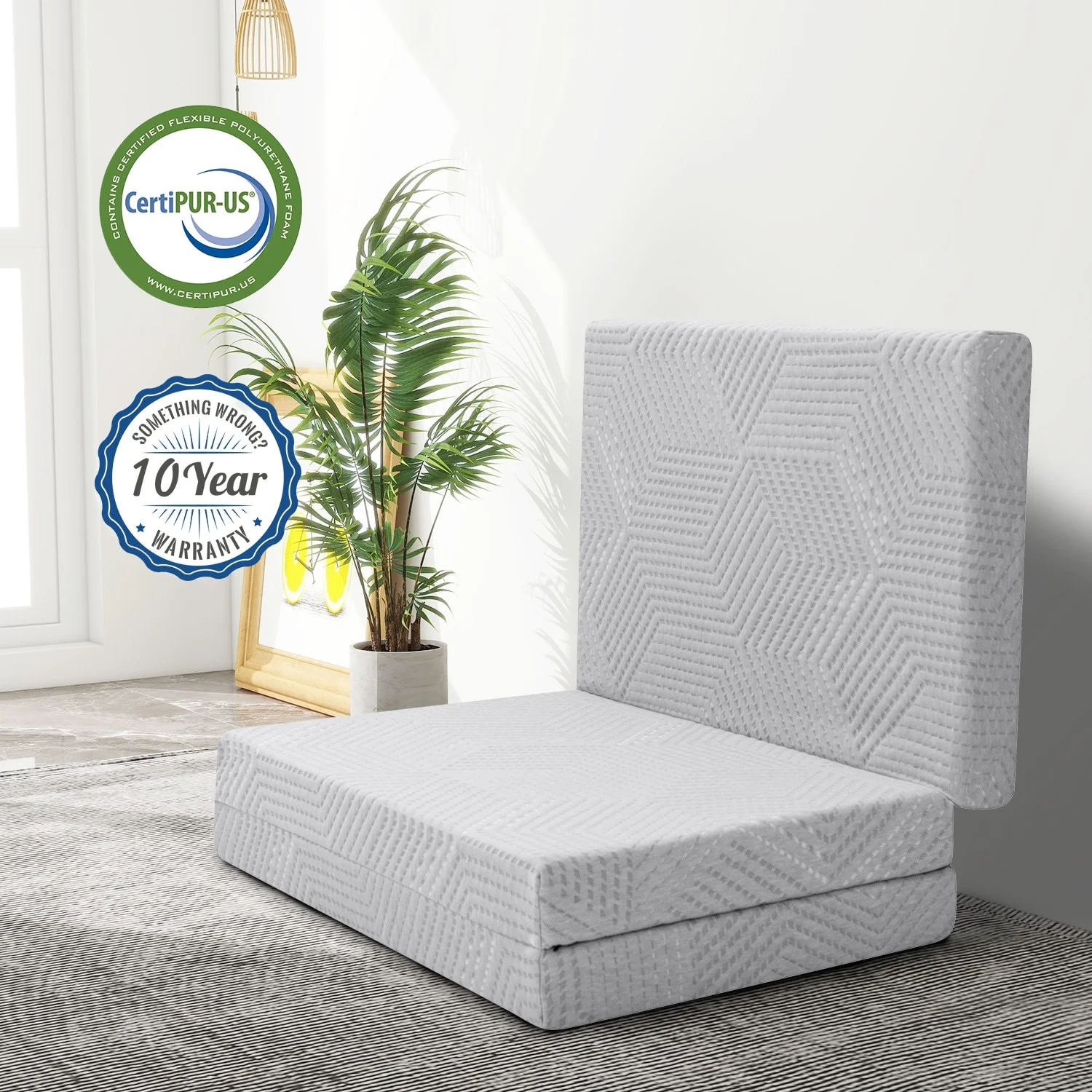 JEREMY CASS INC Folding Mattress, 4-Inch Tri-Fold Memory Foam Mattress with Breathable & Washable Cover, Portable & Foldable Mattress Twin