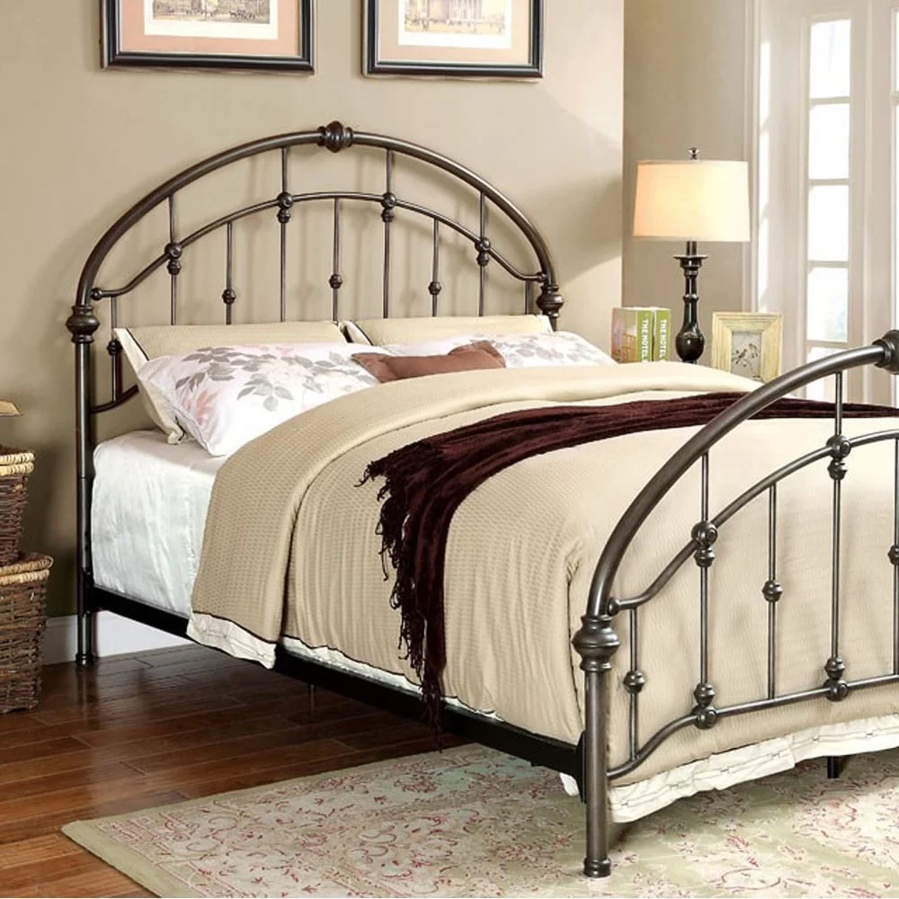 California King Metal Bed with Knot Detailing, Bronze