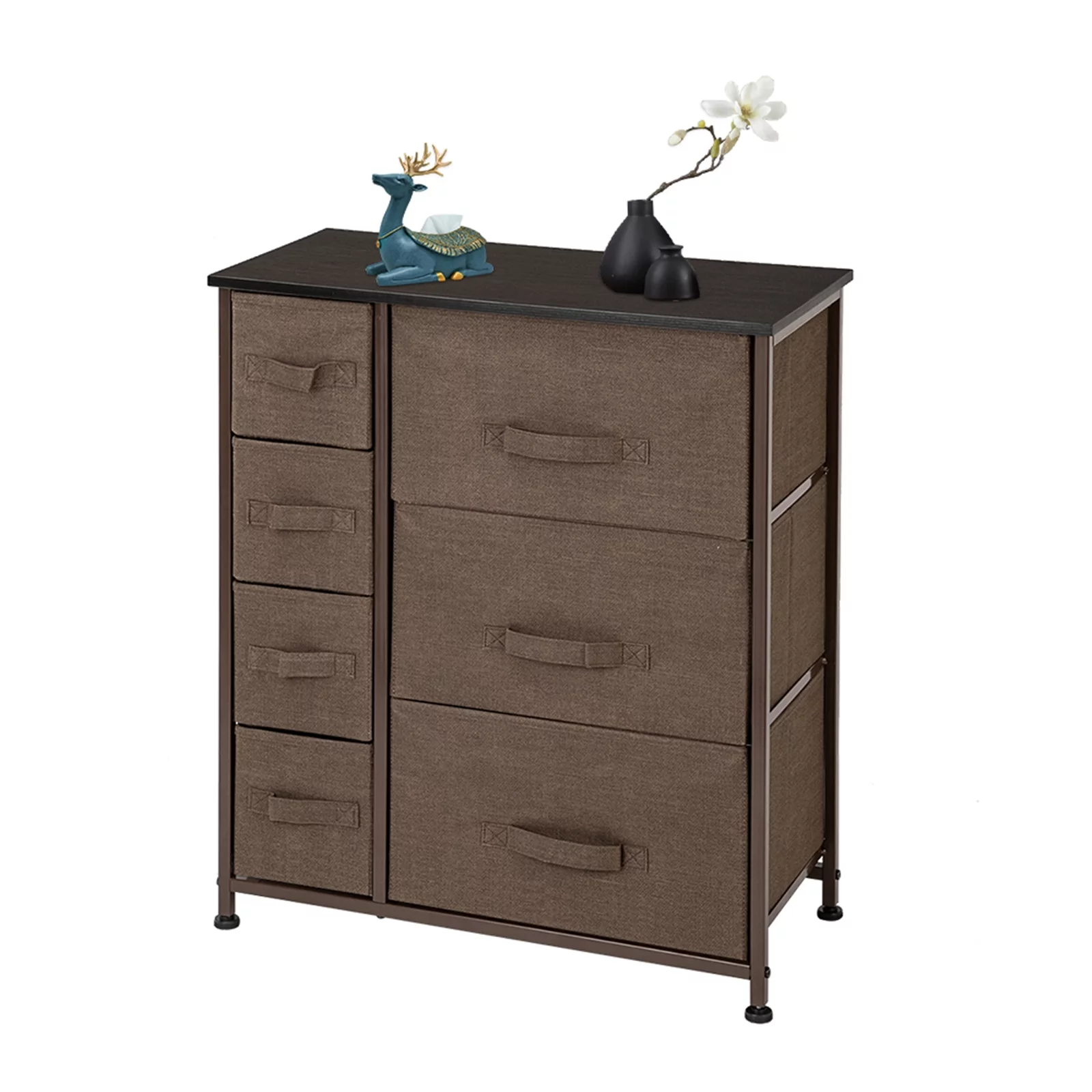 Home Drawer Dresser,Industrial Wide Storage Tower with Fabric Drawer,Wood Top, Metal Frame for Living Room, Bedroom, Hallway, Nursery (7 Drawer)