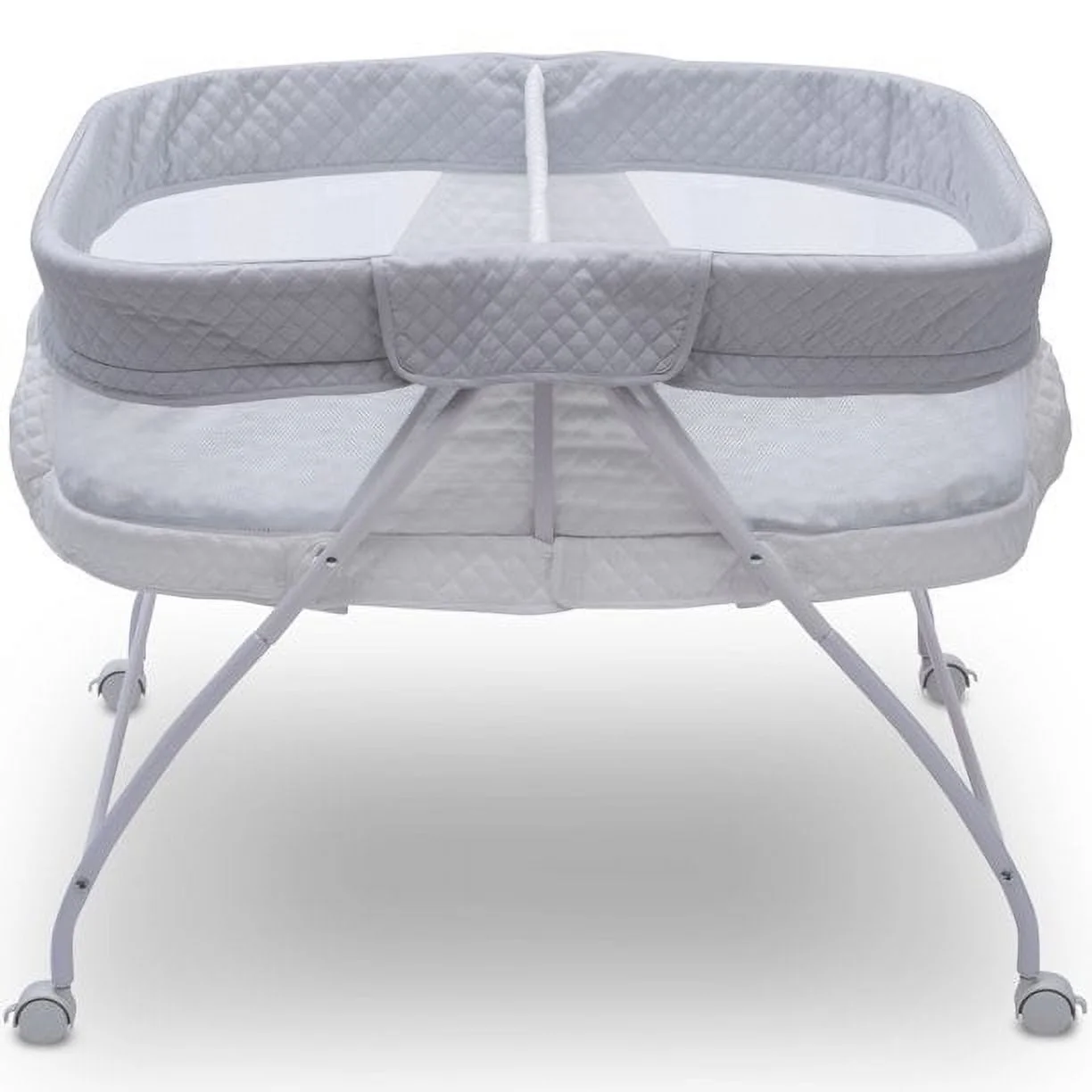 Delta Children 25405-2040 Little Folks Twin EZ Fold Ultra Compact Double Bassinet - Aqua Geo