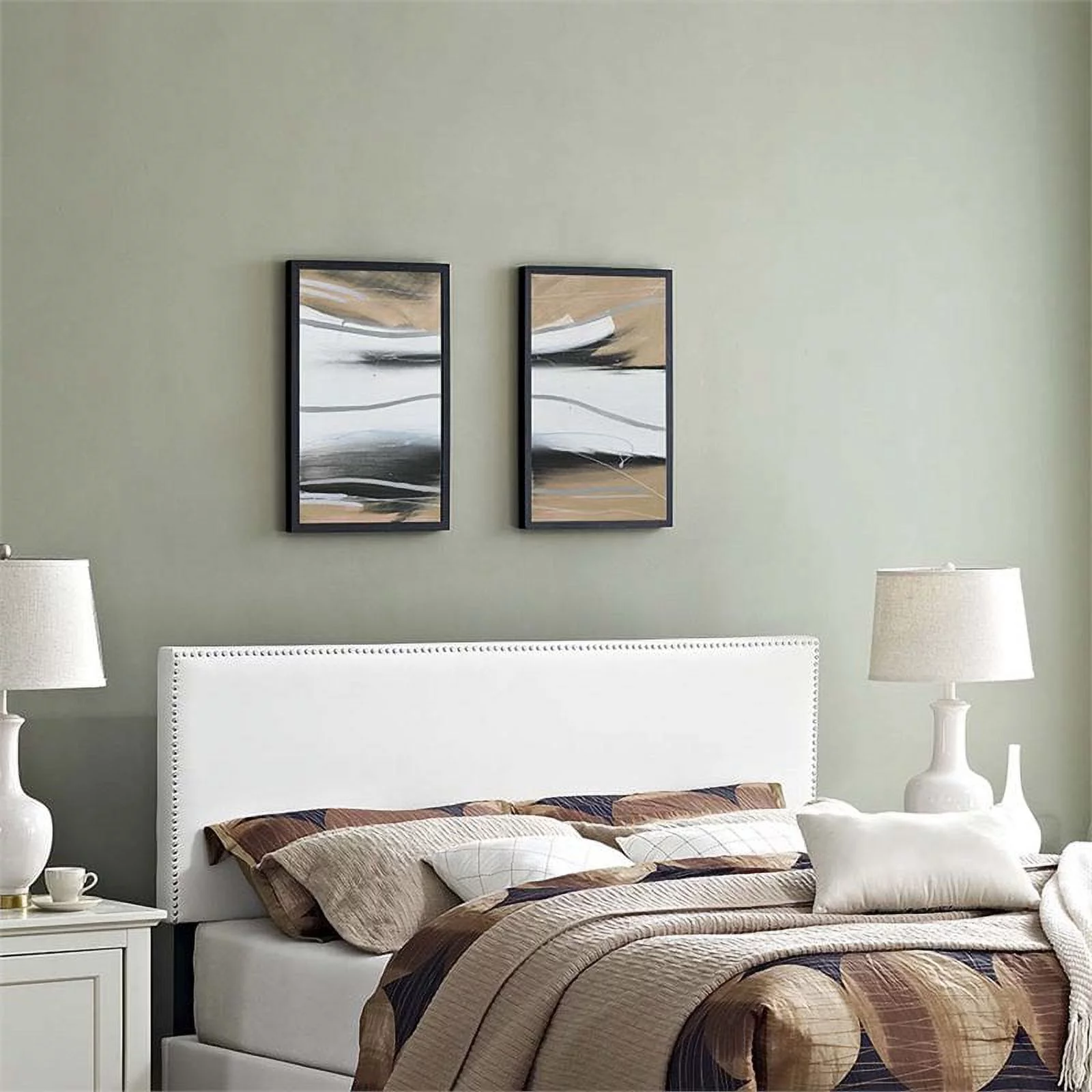 Hawthorne Collections Modern Vinyl Upholstered Full Headboard in White