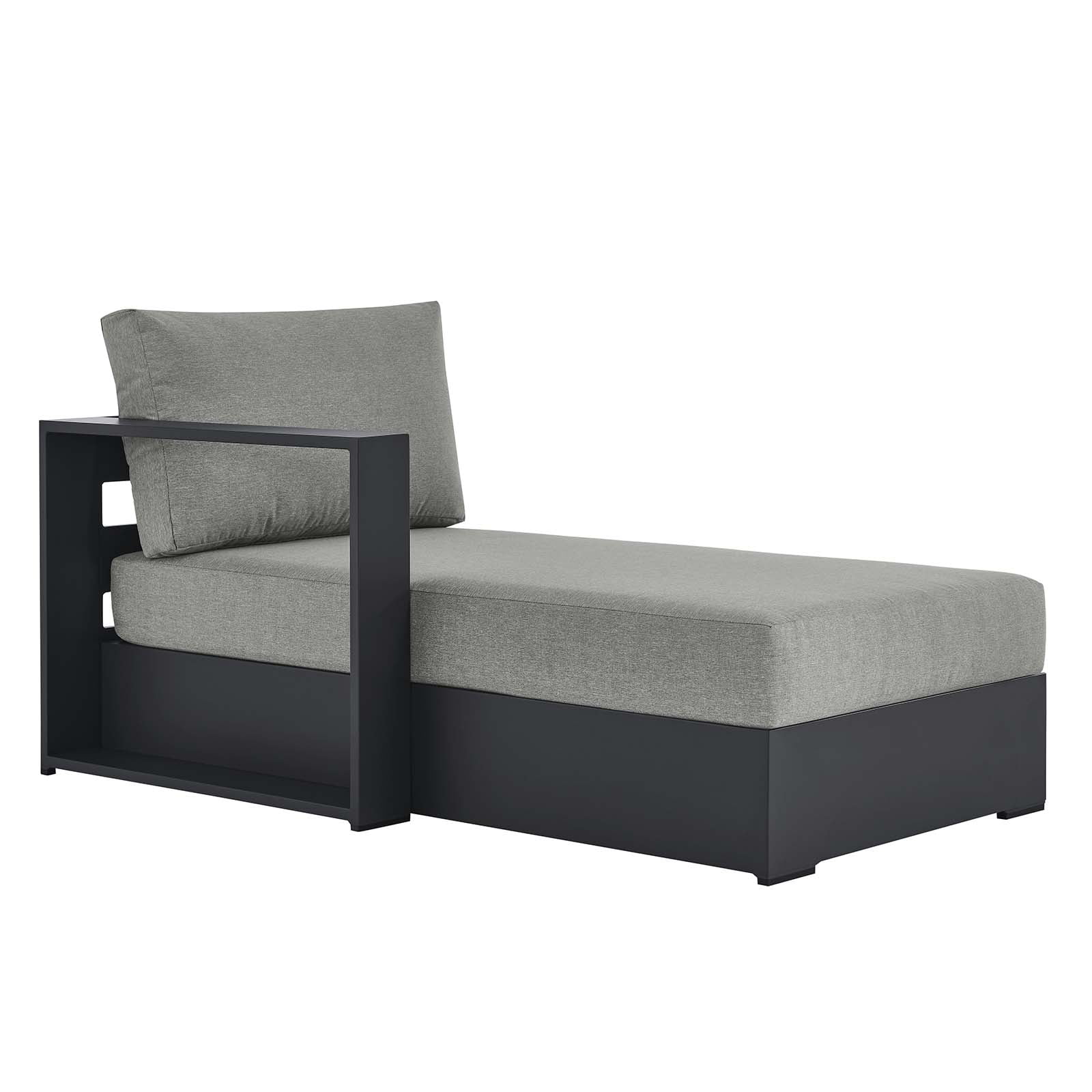 Modway Tahoe Outdoor Patio Powder-Coated Aluminum Modular Left-Facing Chaise Lounge in Gray Gray