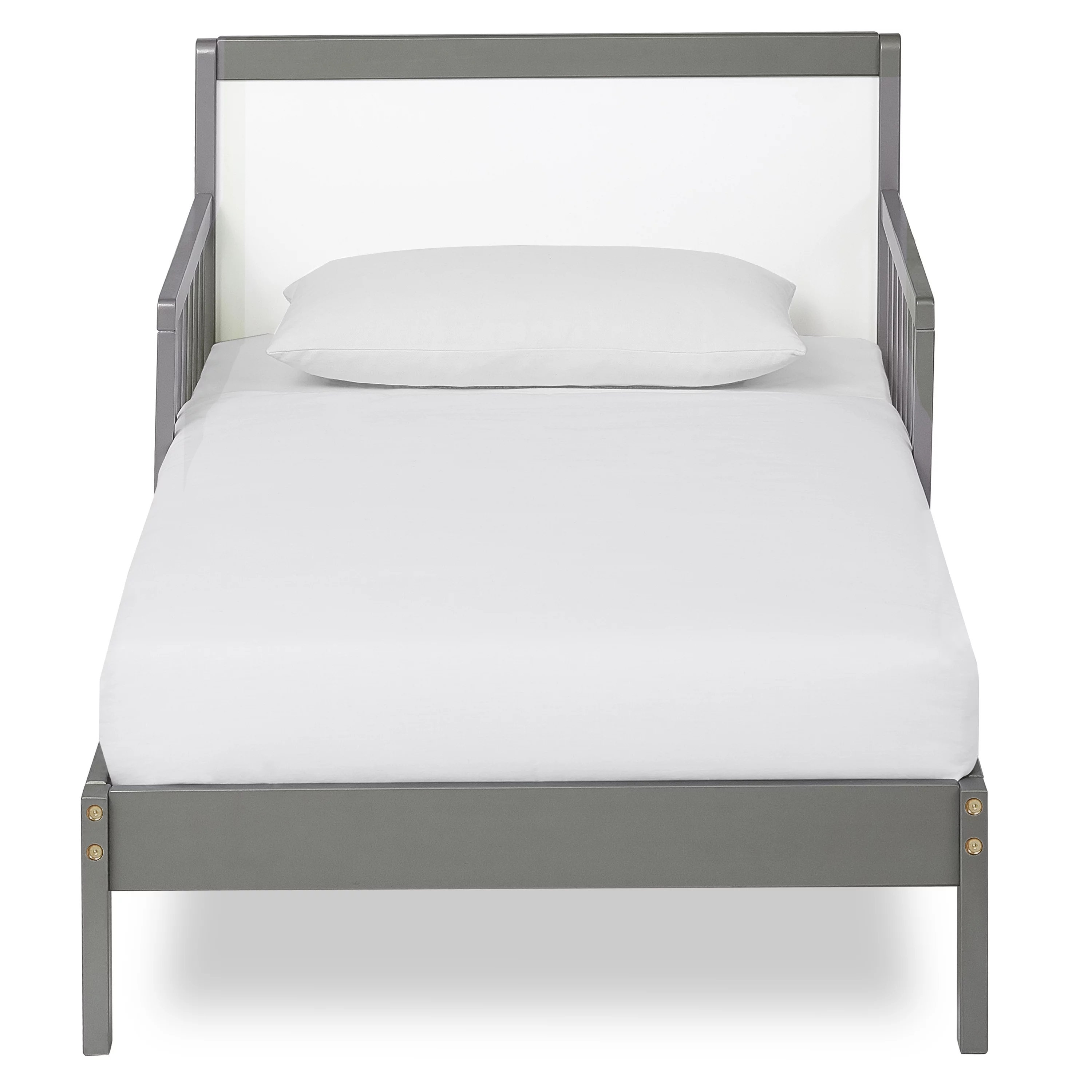 Dream On Me Brookside Toddler Bed, Steel Grey/White