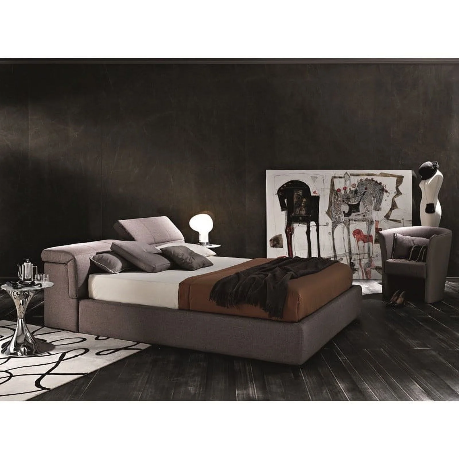 Tower Modern Style Storage Bed, Queen Size, Taupe