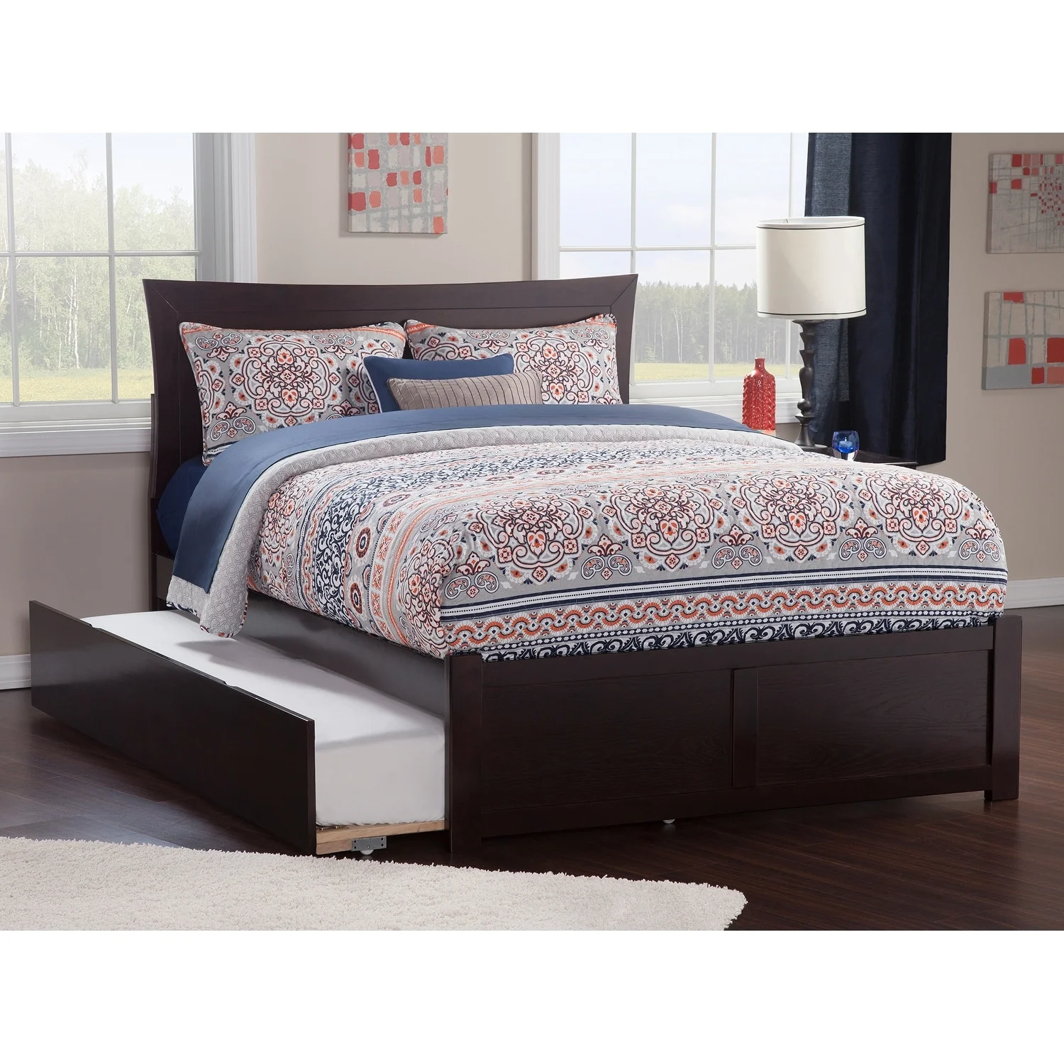 AFI Metro Full Platform Bed with Twin Trundle in Espresso
