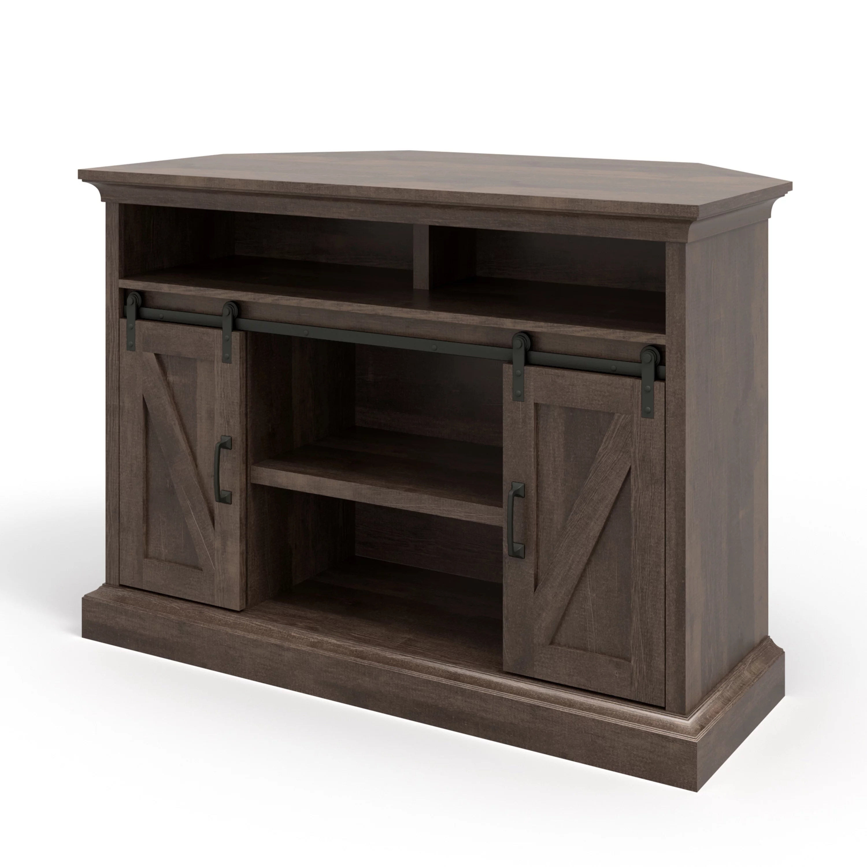 Whalen Furniture Allston Barn Door Corner TV Stand for TVs up to 55