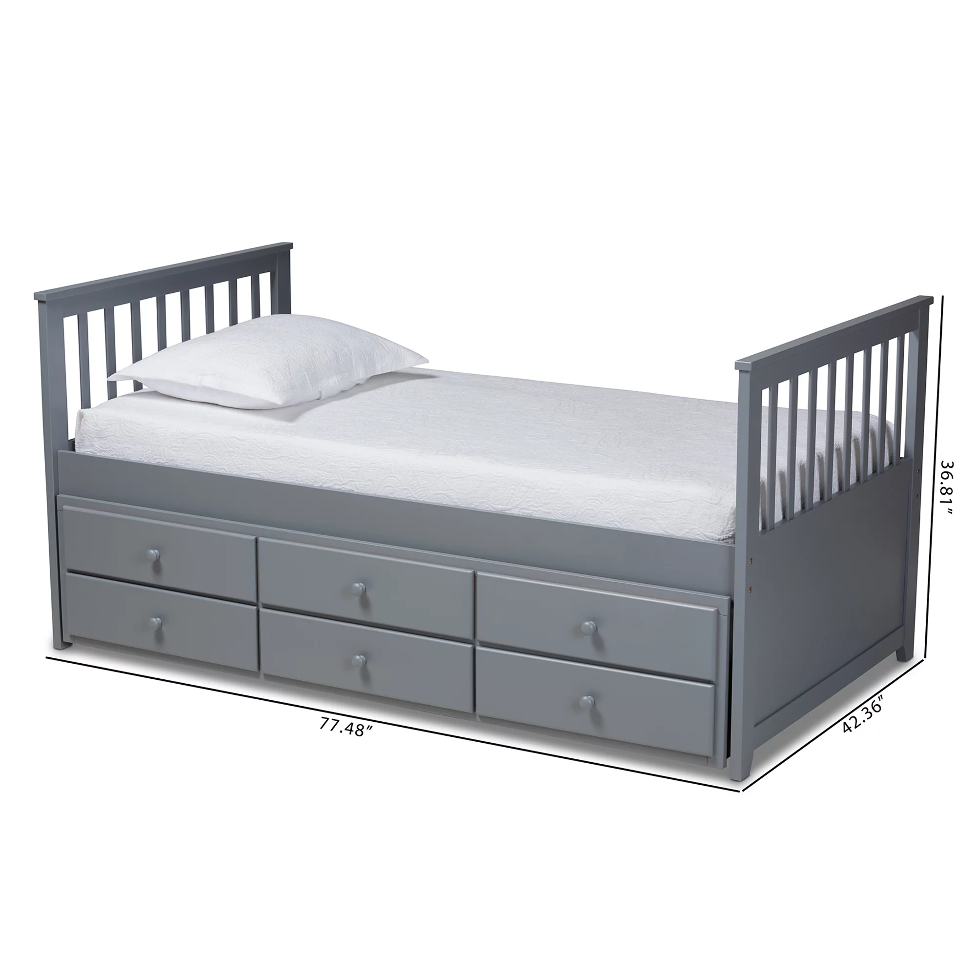 Baxton Studio Trine Classic and Traditional Gray Finished Wood Twin Size Daybed with Trundle