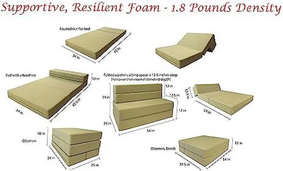 GEROBOOM D&D Futon  Folding Foam Mattress  Sofa Chair Bed  Guest Beds (Queen Size  Lime)