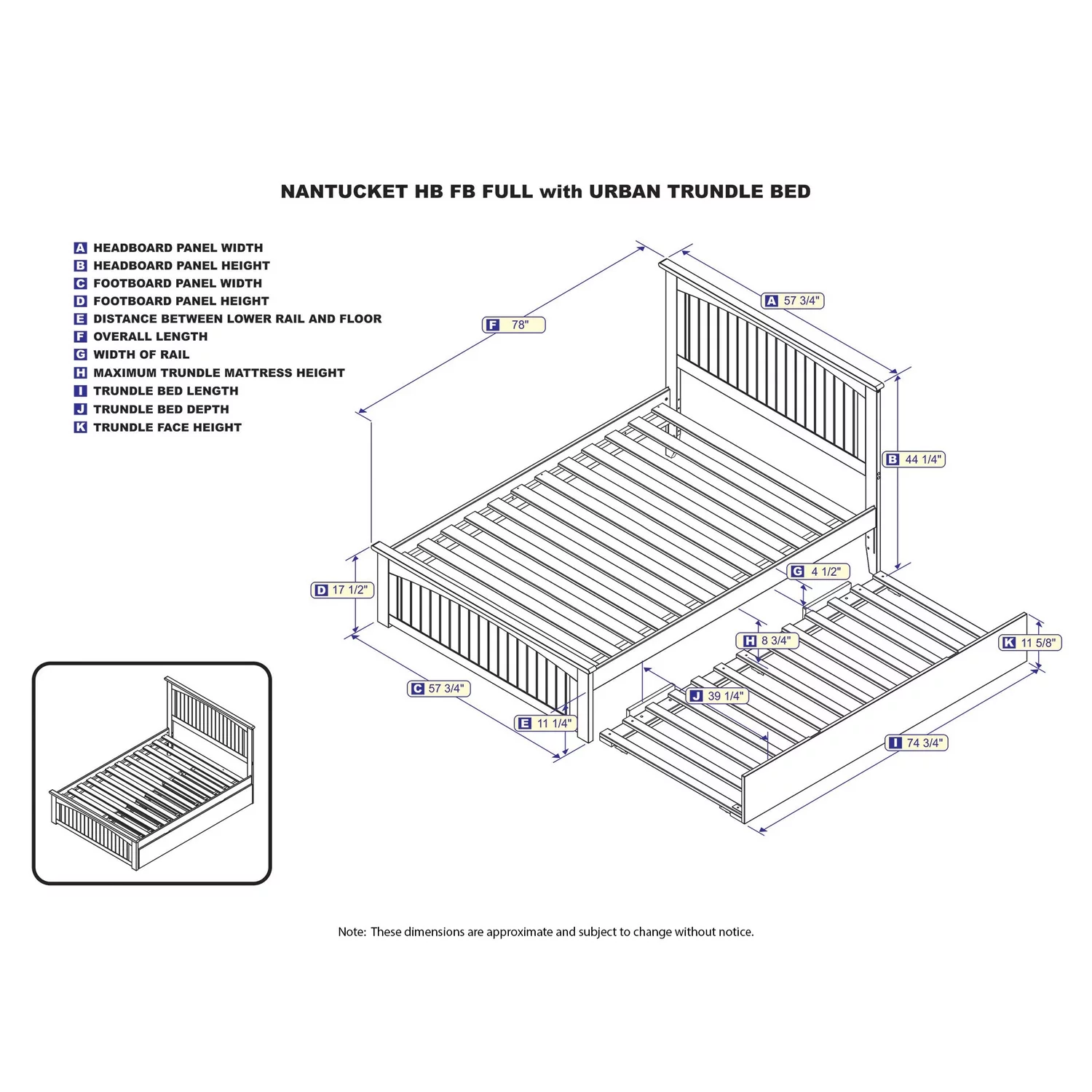 AFI Mission White Full Platform Bed with Twin Trundle Bed