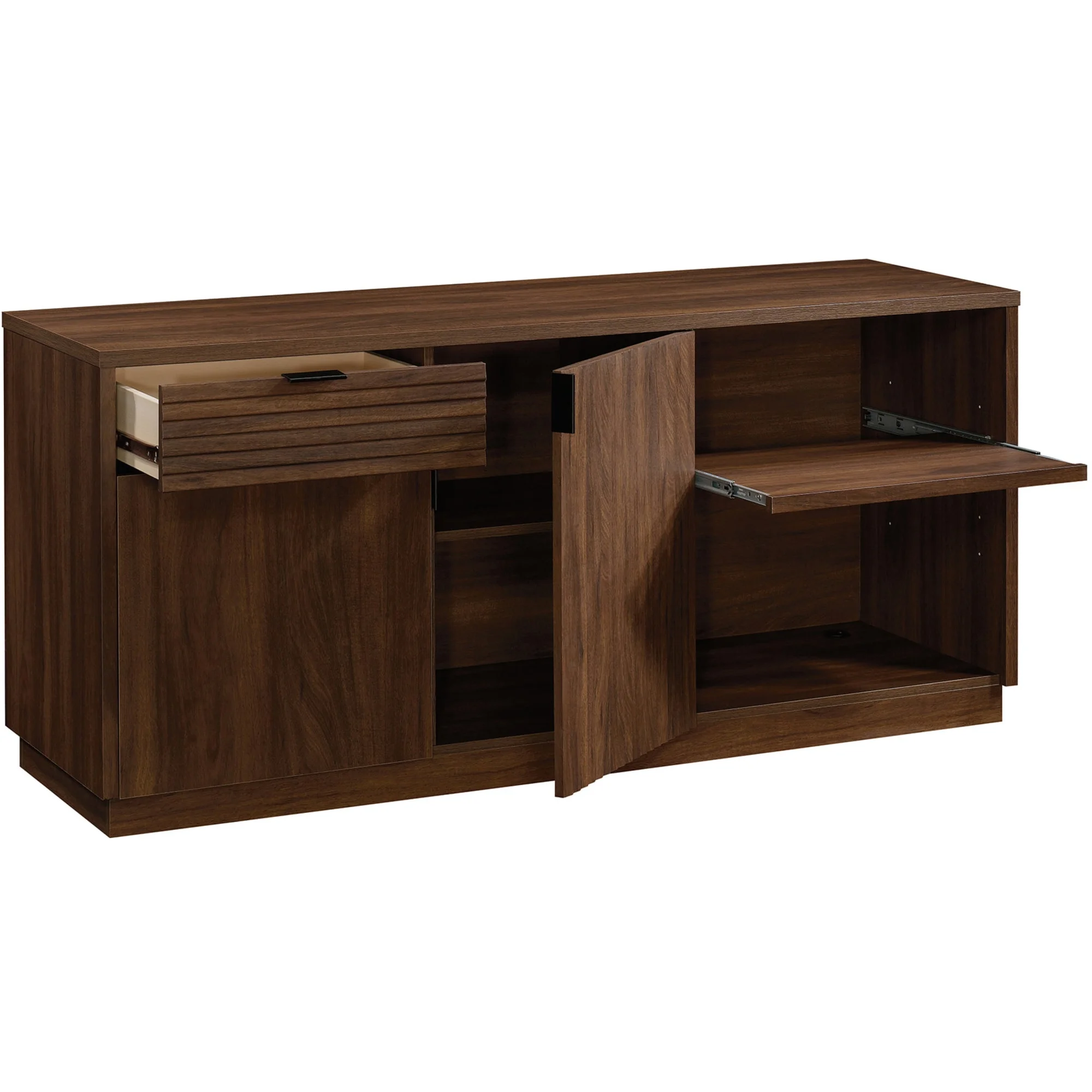 Sauder Englewood Engineered Wood Credenza in Spiced Mahogany