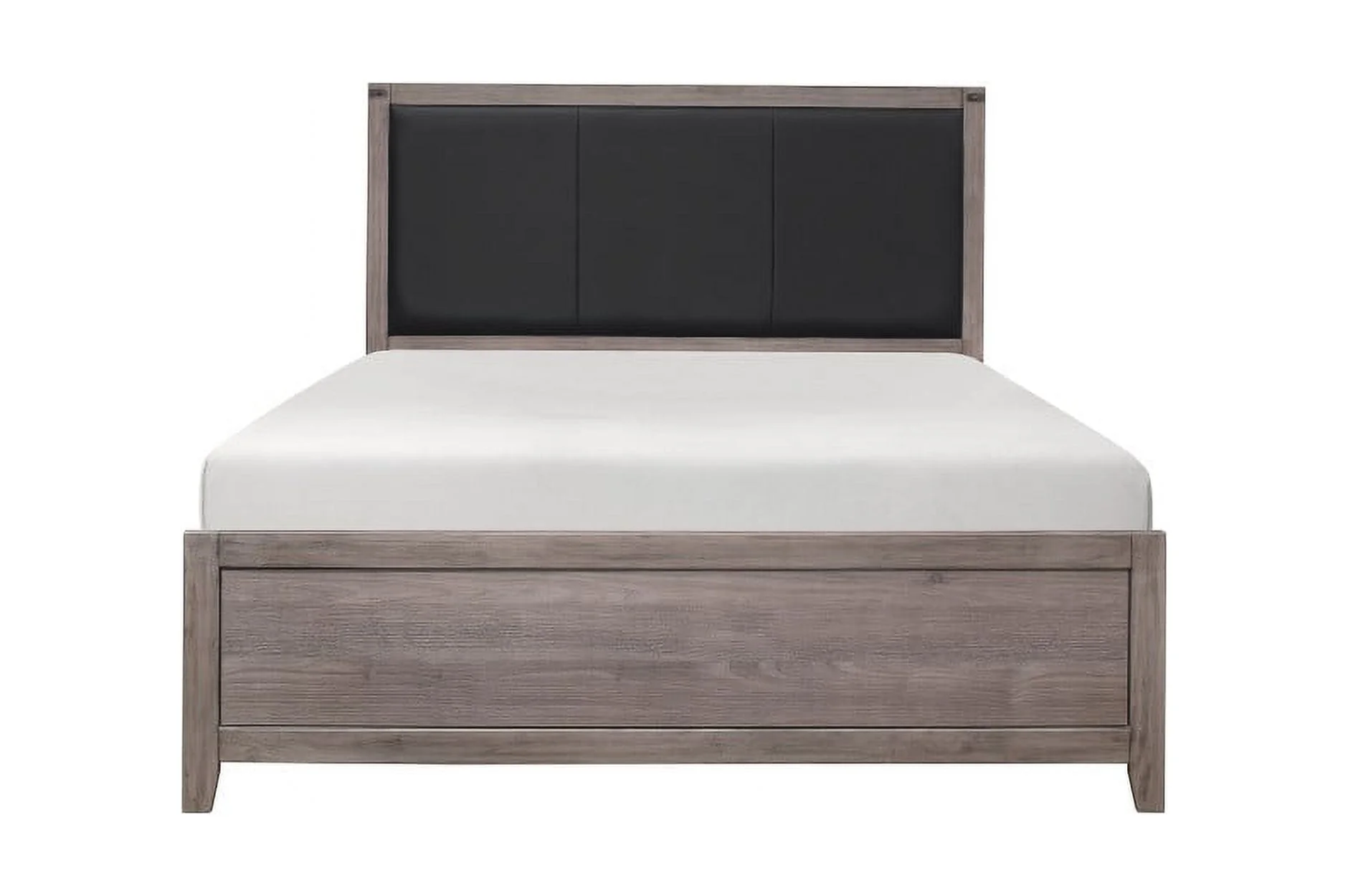 Bedroom Furniture Full Platform Size Bed Black Faux Leather Casual