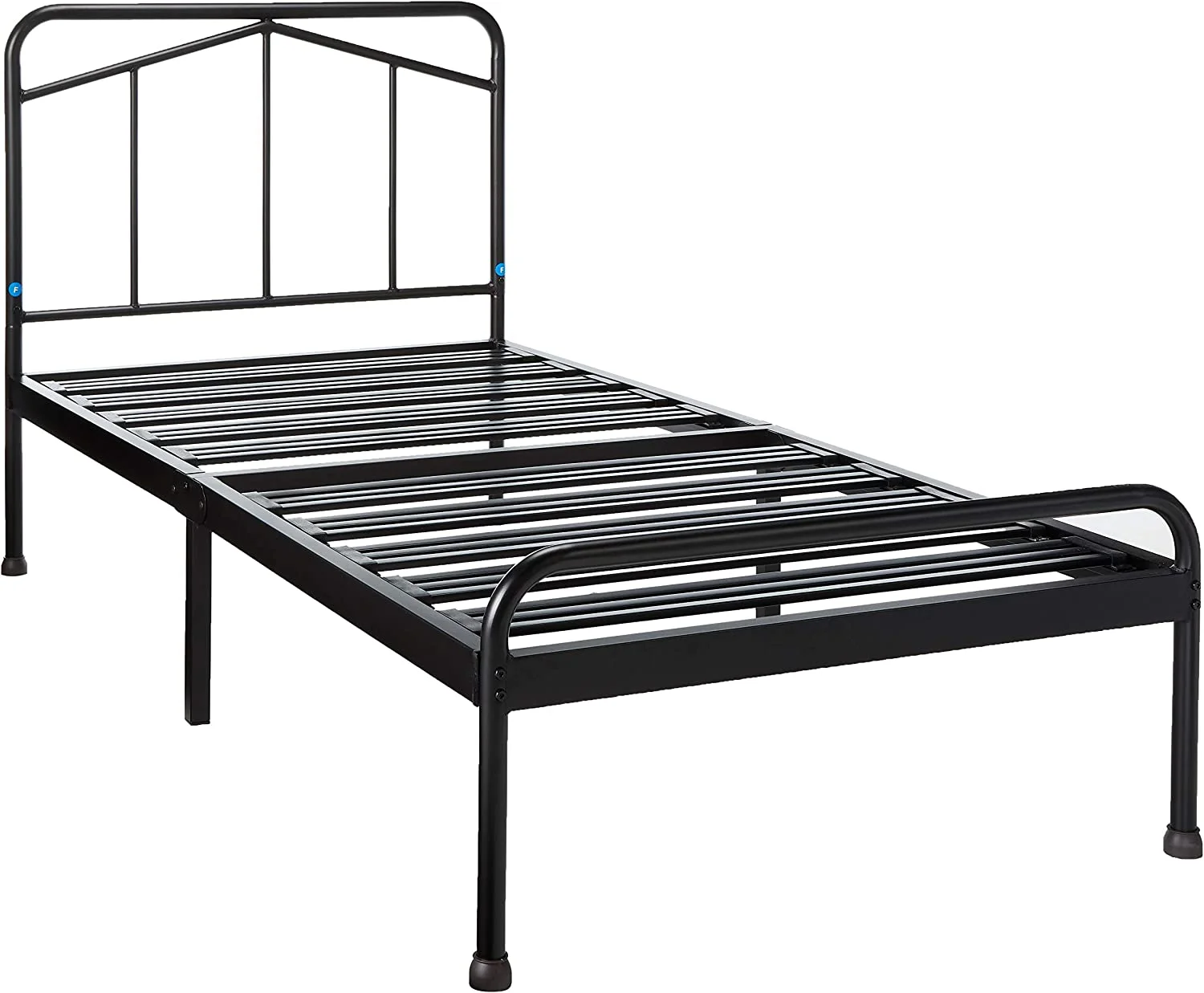 YGDU Glen - 14 Inch Metal Platform Bed with Rounded Headboard, Patented Wide Steel Slats, Easy Assembly, Twin, Black