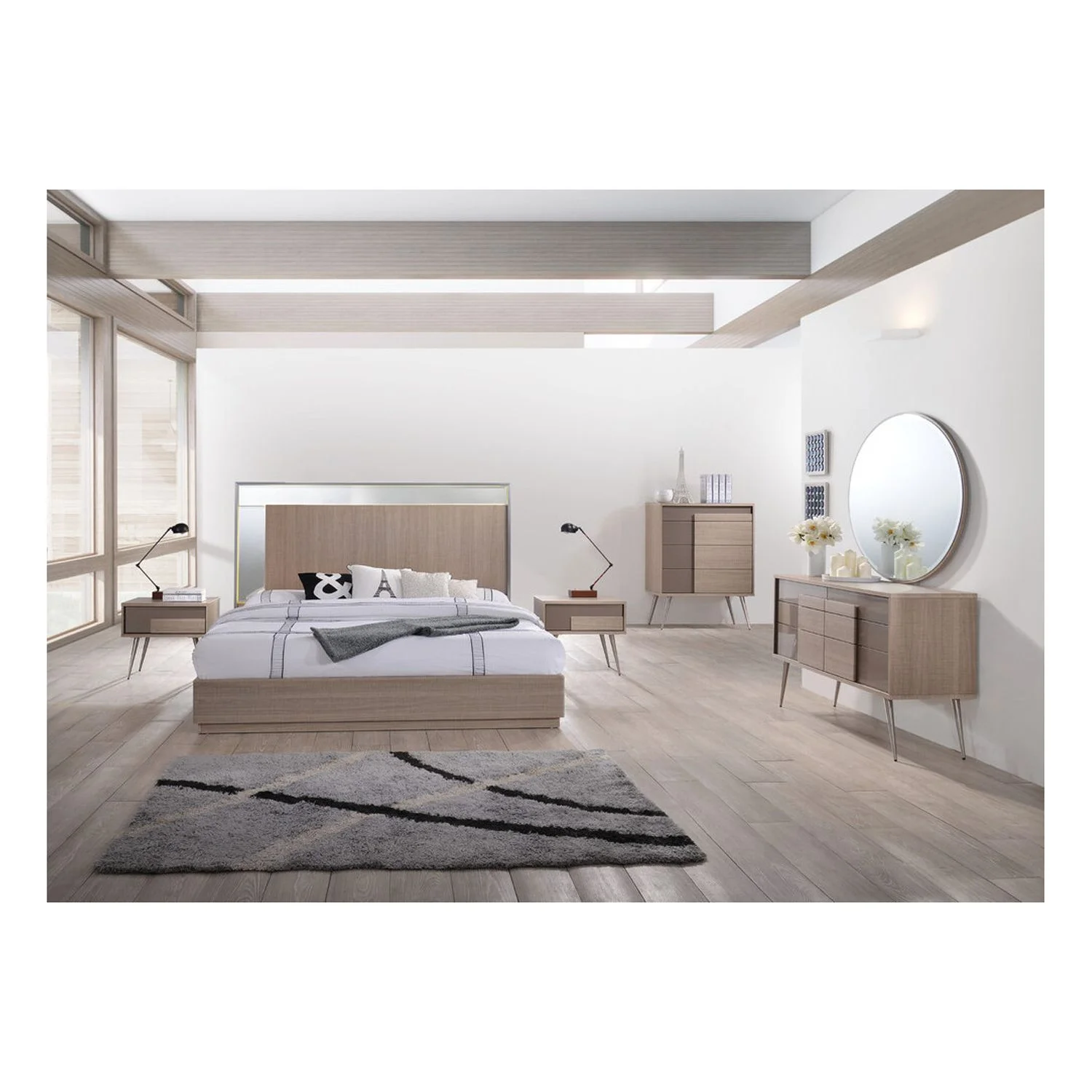 Best Master Engineered Wood Queen Bed in Taupe Bronze