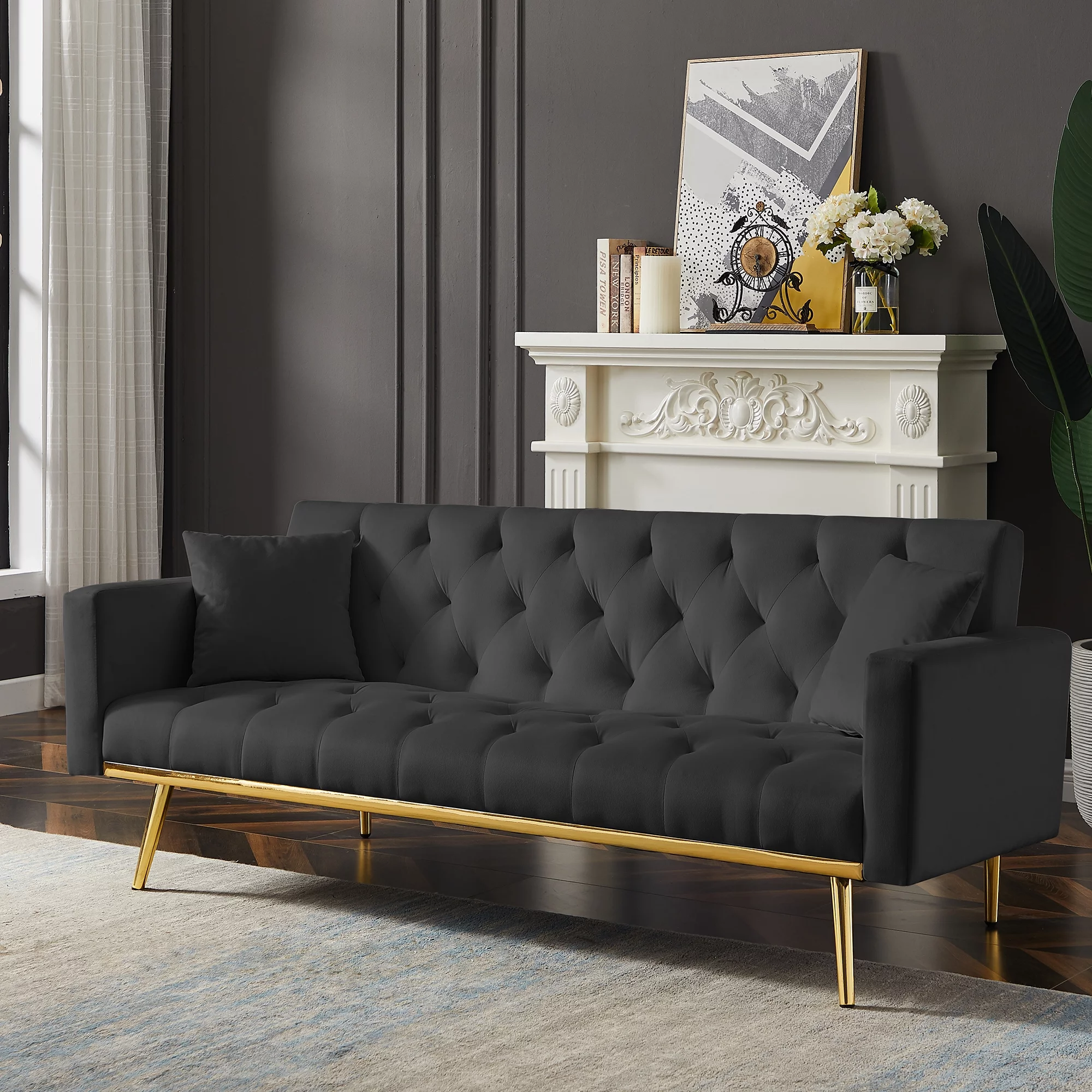 CoSoTower Black Convertible Folding Sofa Bed , Sleeper Sofa Couch for Compact Living Space.