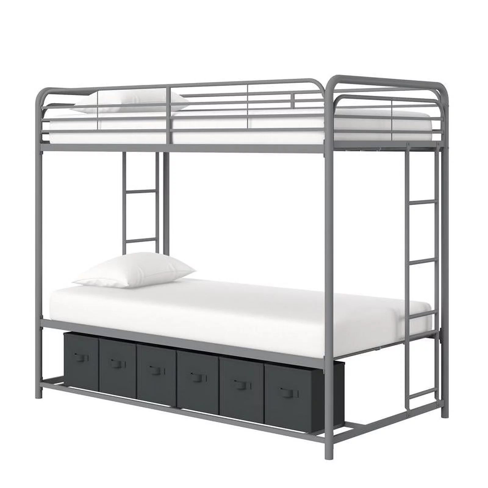 DHP Bonnie Twin/Twin Bunk Bed with Storage Bins in Black