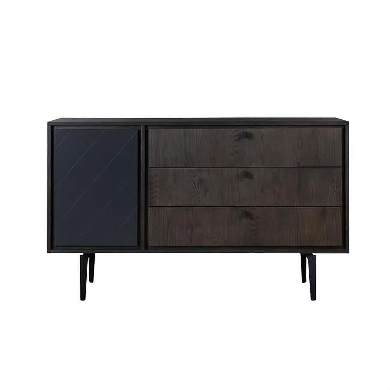 HomeRoots 518623 38 x 63 x 18 in. Dark Gray Finish Solid Wood & Metal Three Drawers Standard Dresser
