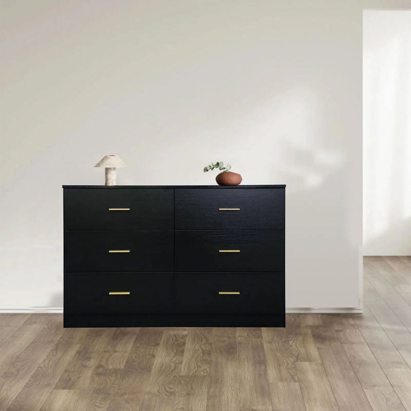 CoSoTower Modern Black 6-Drawer Dresser for Bedroom - Ample Storage Wide Chest of Drawers, Sturdy & Safe