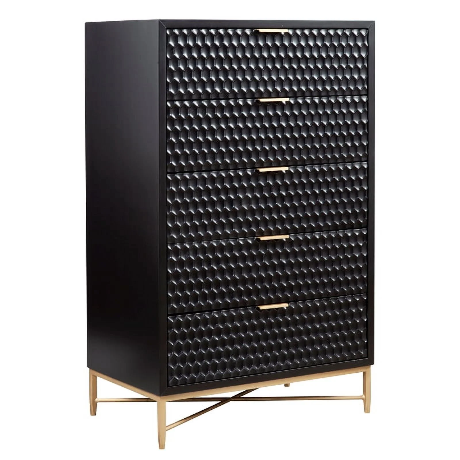 Home Square 2-Piece Set with 5 Drawer Chest and Mini Wood Desk in Black