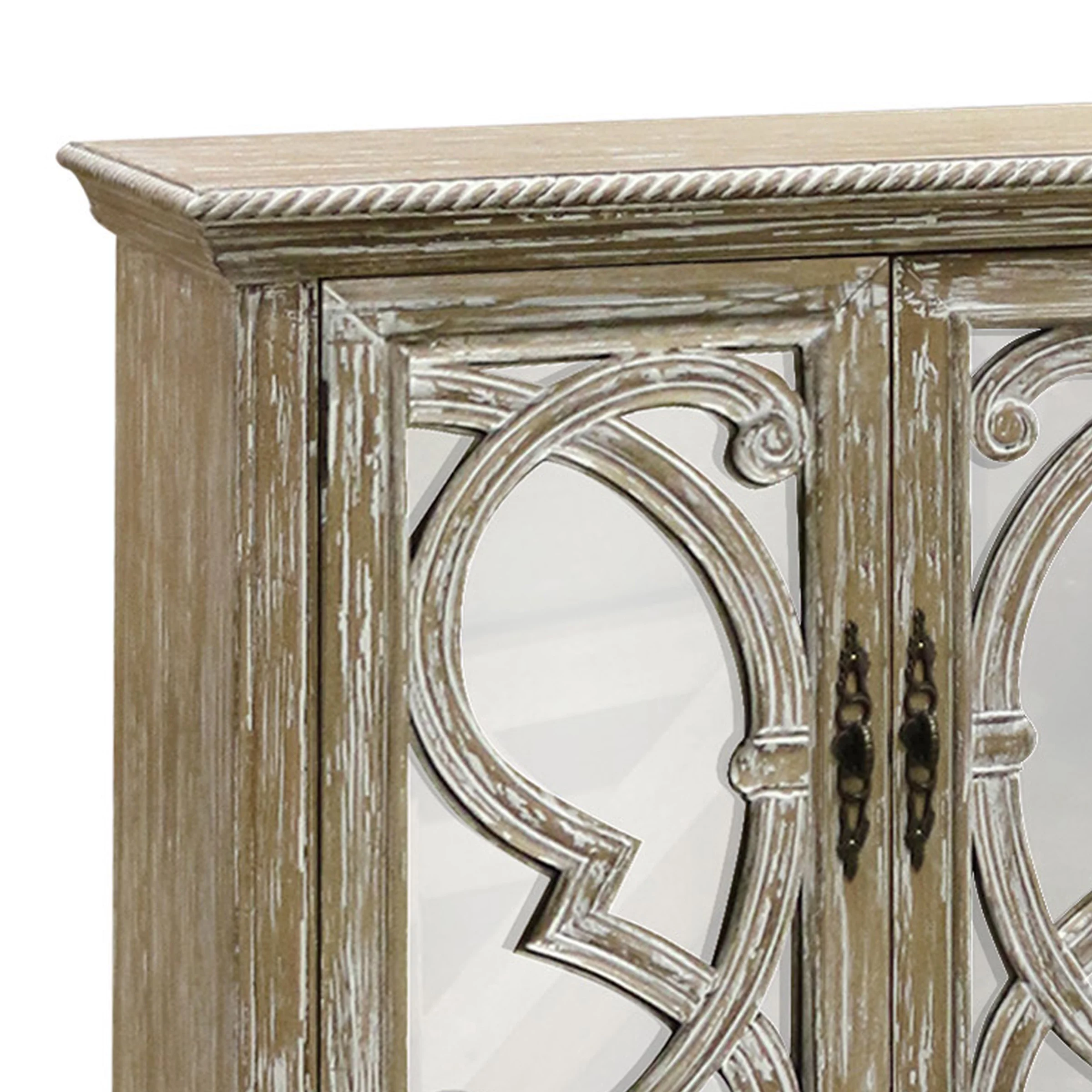 Naples - 6 Door Mirrored Front Cabinet - Weathered Taupe