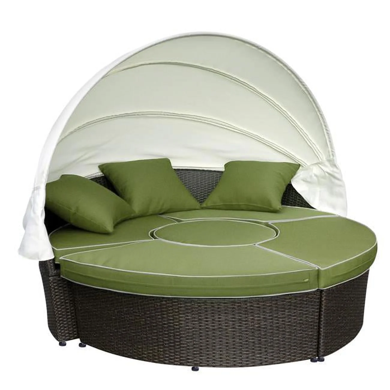 Jeco All-Weather Wicker Sectional Daybed - Sage Green Cushions