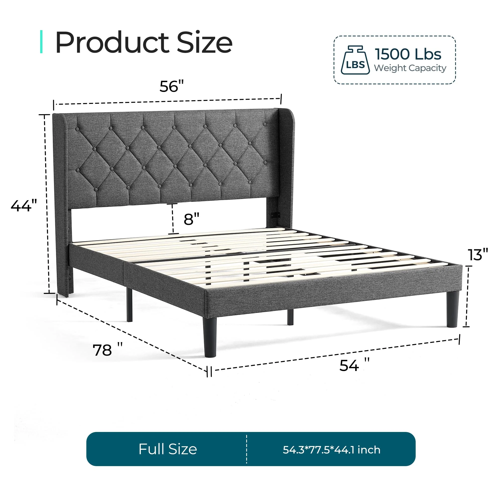 Full Size Bed Frame with Headboard - Enjoy Comfort and Durability Without the Box Spring
