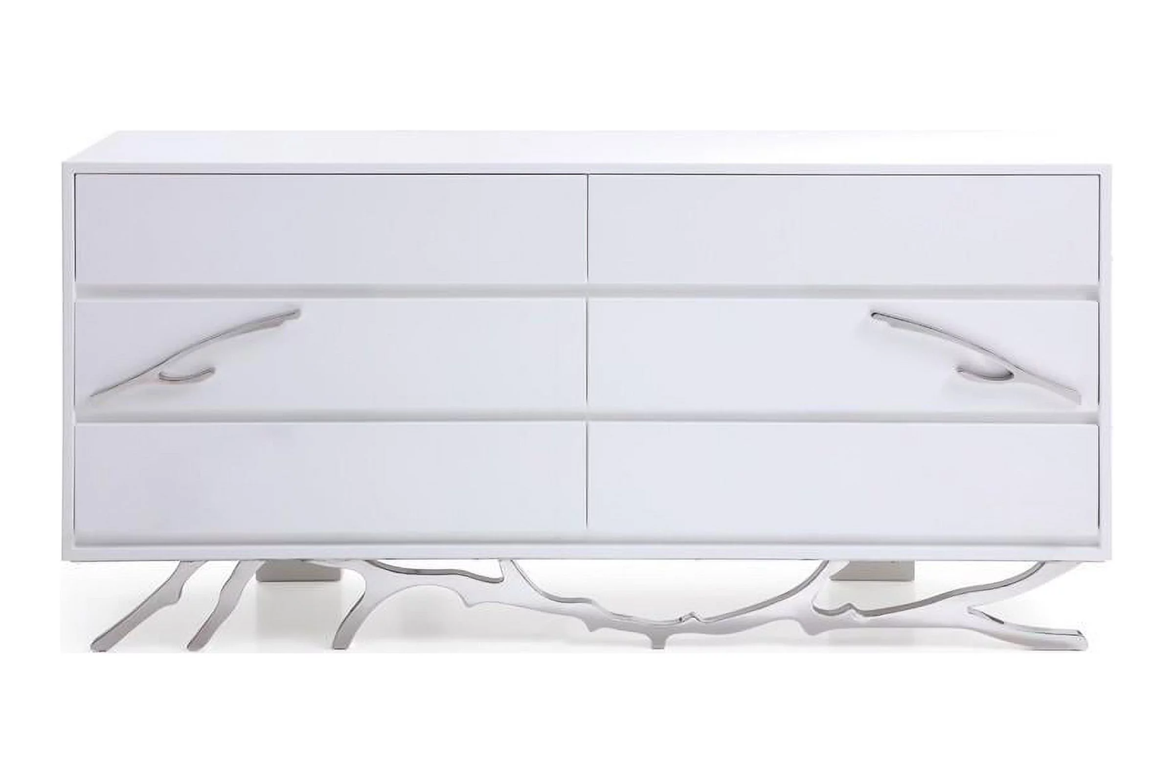 Modern White High Gloss Finish & Chrome Dresser VIG Modrest Legend