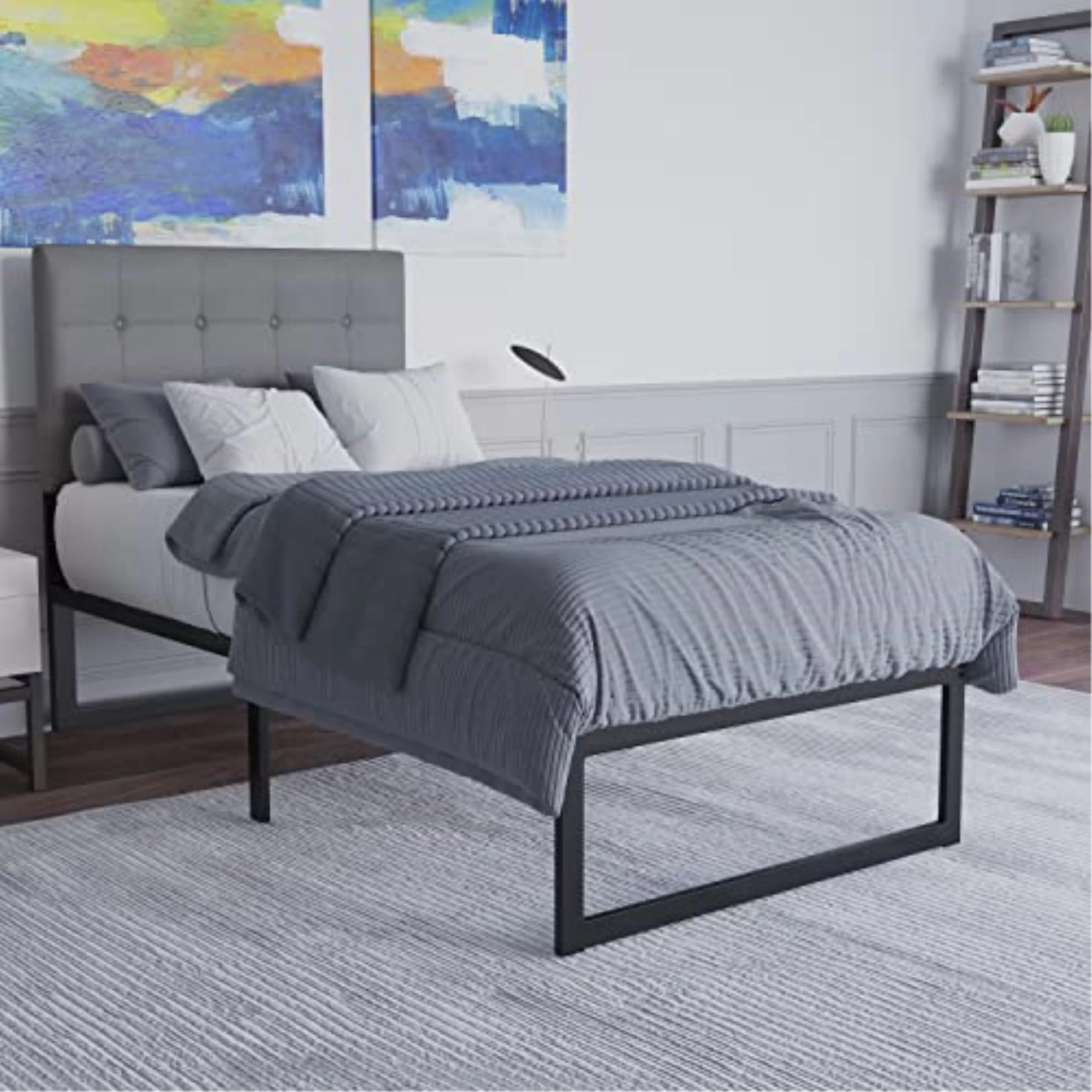 Flash Furniture Bentley Twin Platform Bed Frame with Underbed Storage, Black