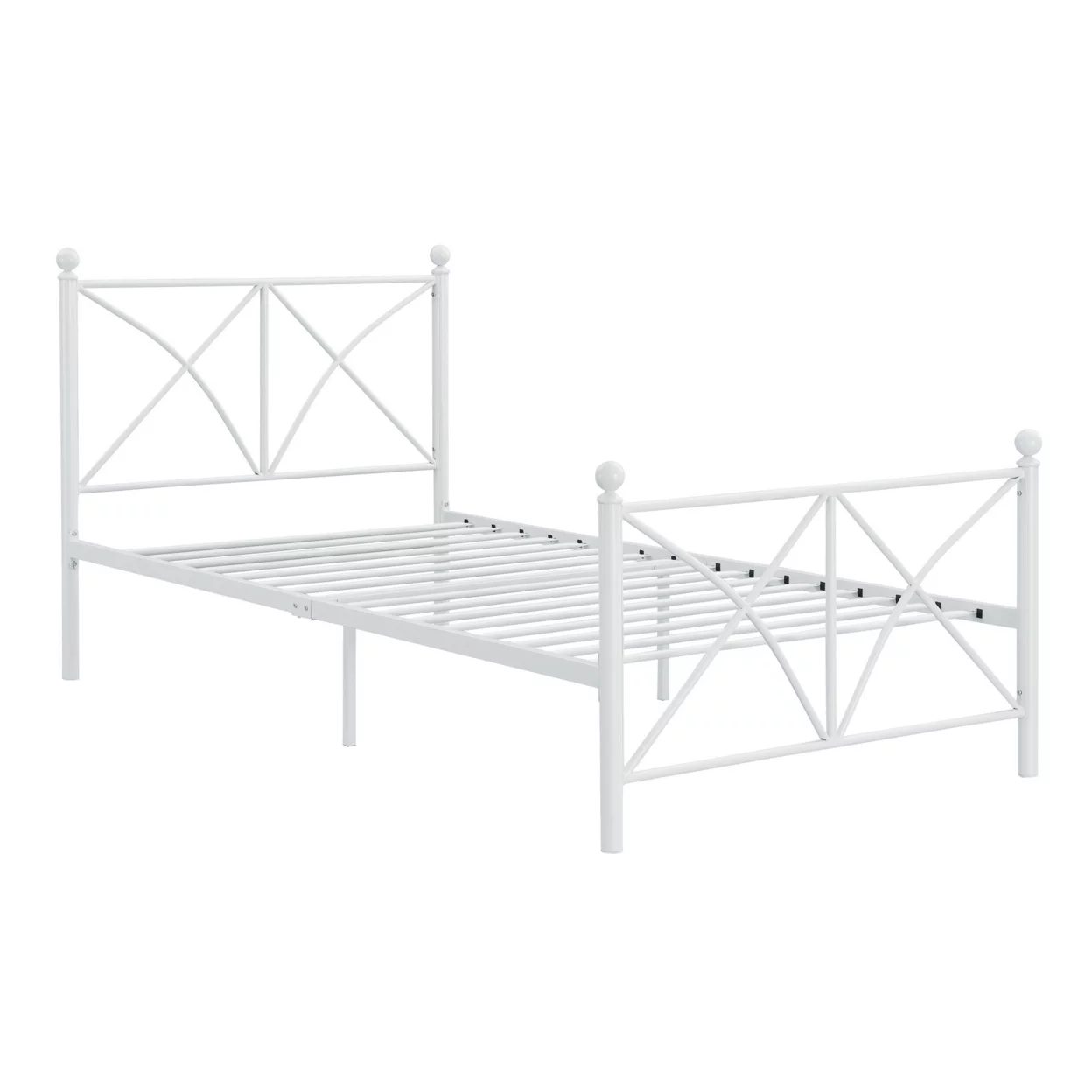 Kelly Modern Twin Size Bed X Designed Frame Rustic Style Metal White