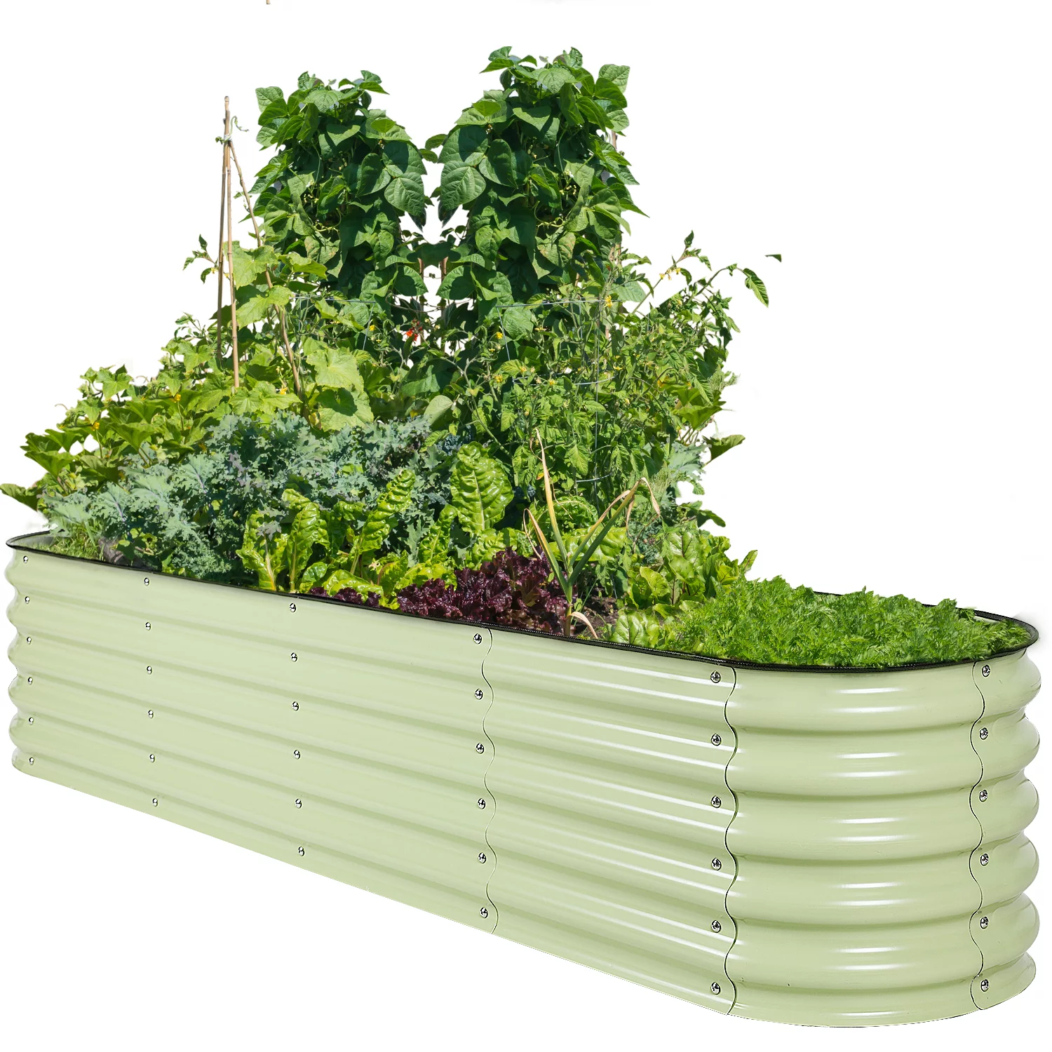 Aoodor 9-in-1 Modular Aluzinc Metal Raised Garden Bed - Outdoor Gardening Planter Soil Box for Vegetable, Flower, Herb - Olive Green (71''L x 35''W x 17''H)