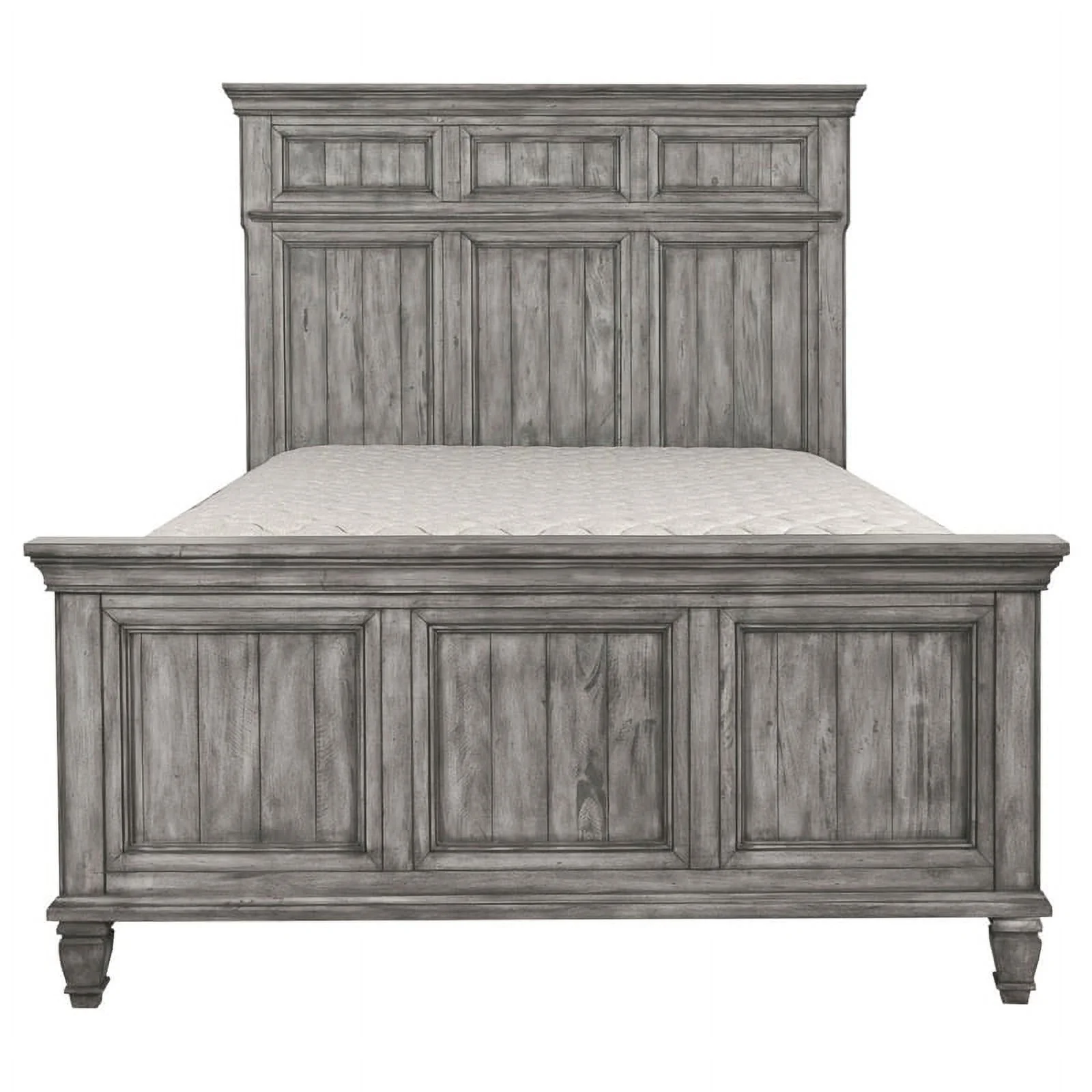 Pemberly Row Traditional Wood Queen Panel Bed in Weathered Gray