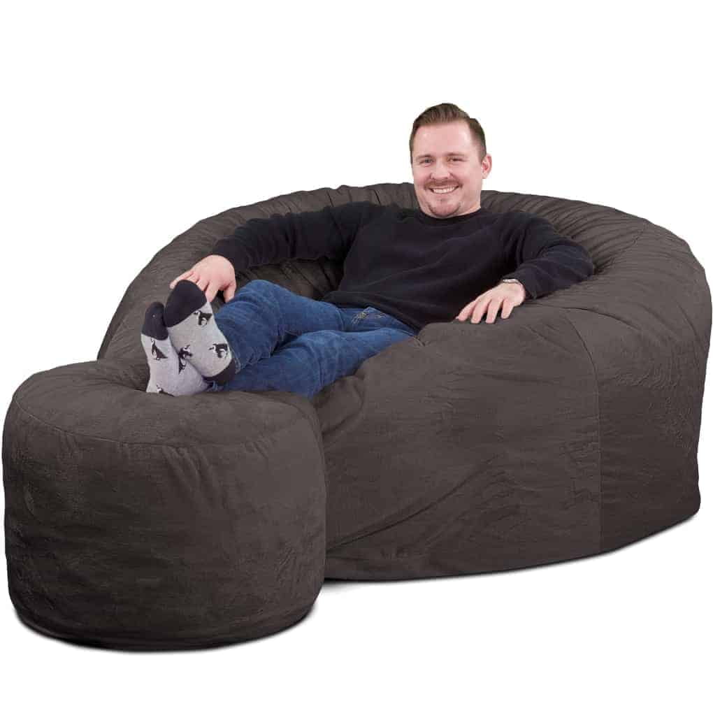 Ultimate Sack Bean Bag Chair w/Foot Stool in Multiple Sizes and Colors: Giant Foam-Filled Furniture - Machine Washable Covers, Double Stitched Seams, Durable Inner Liner.