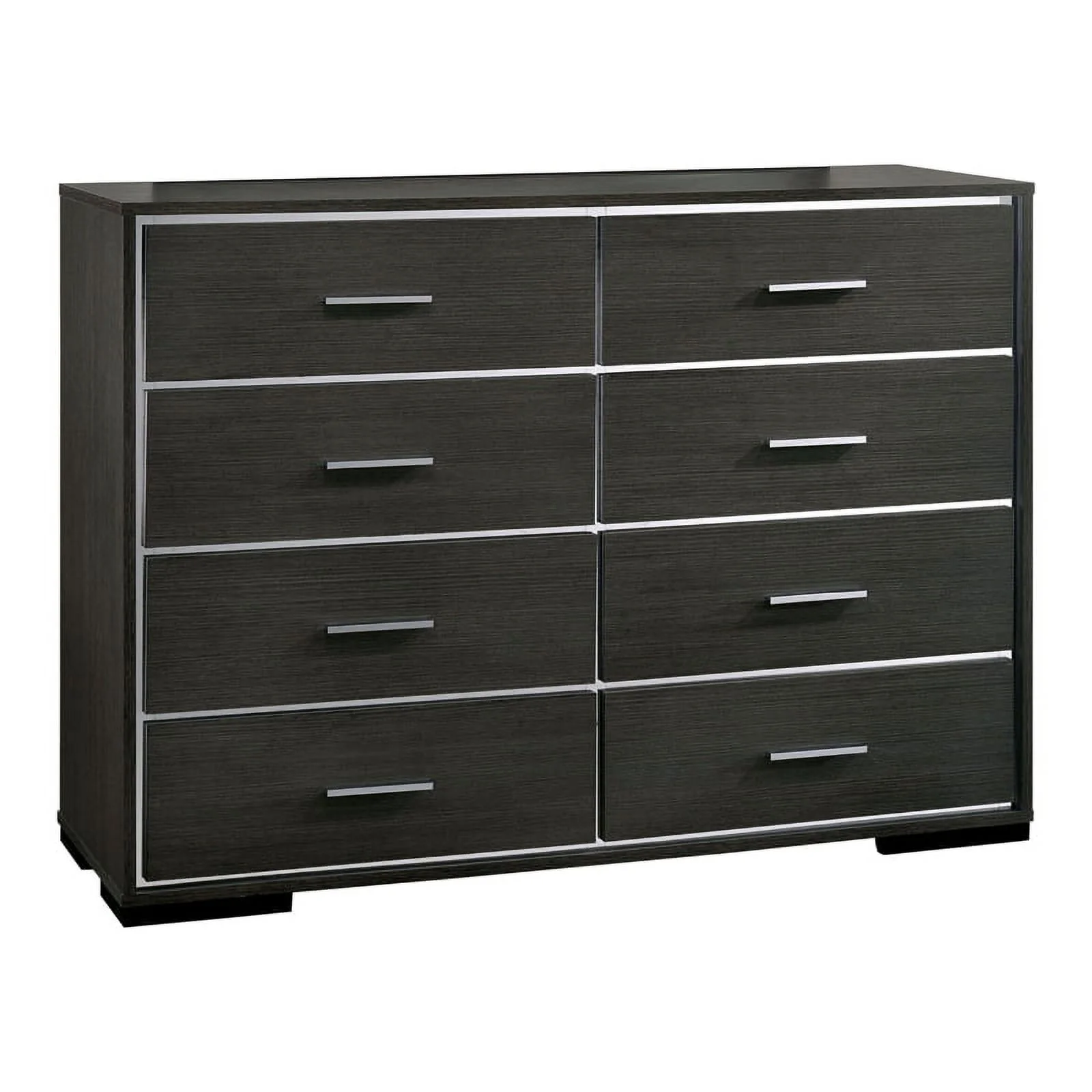 Furniture of America Henly 2-Piece Wood Dresser and Mirror in Warm Gray