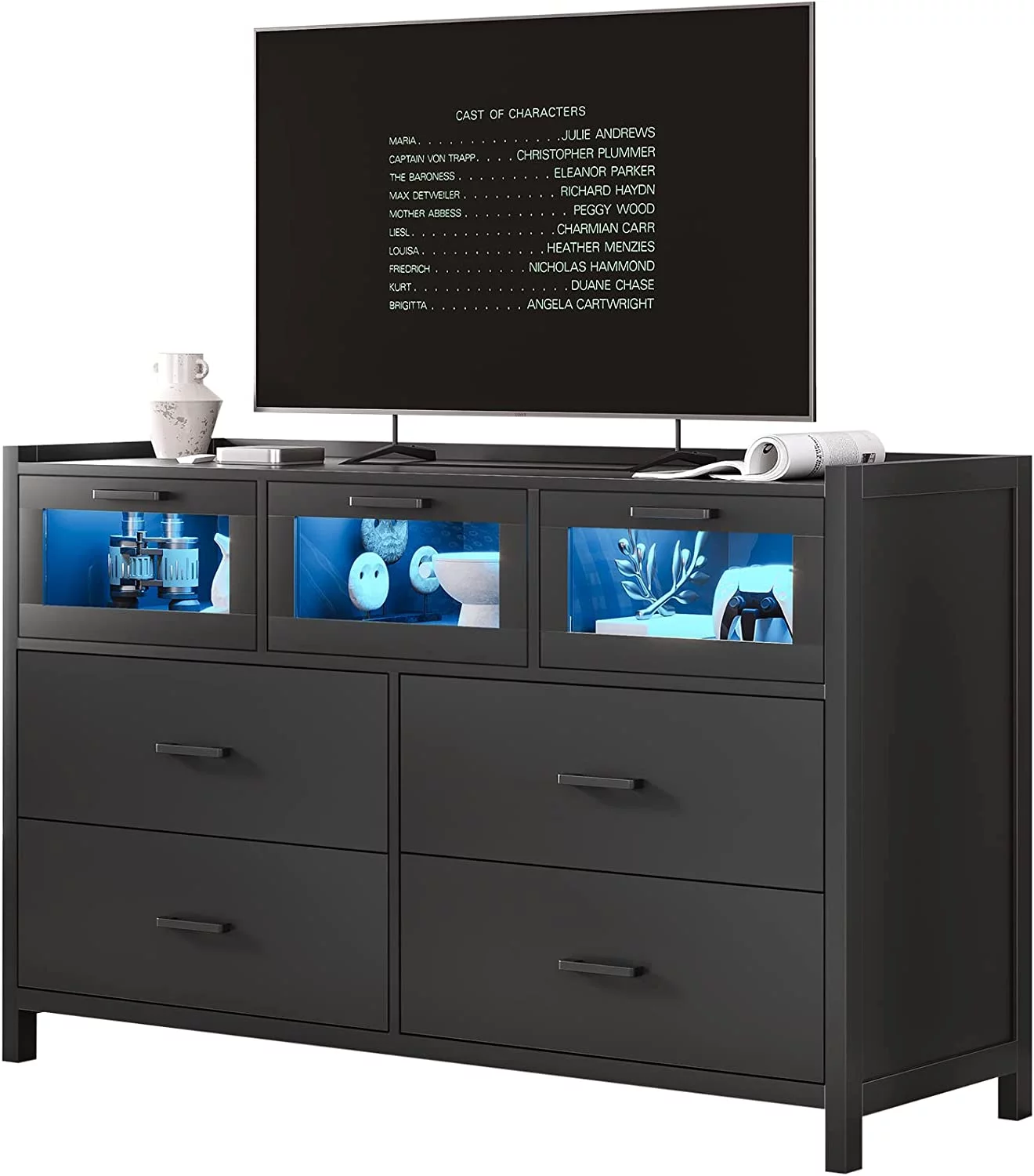 EPHEX LED Black Dresser for Bedroom,7 Drawer Dressers, Dressers and Chests of Drawers